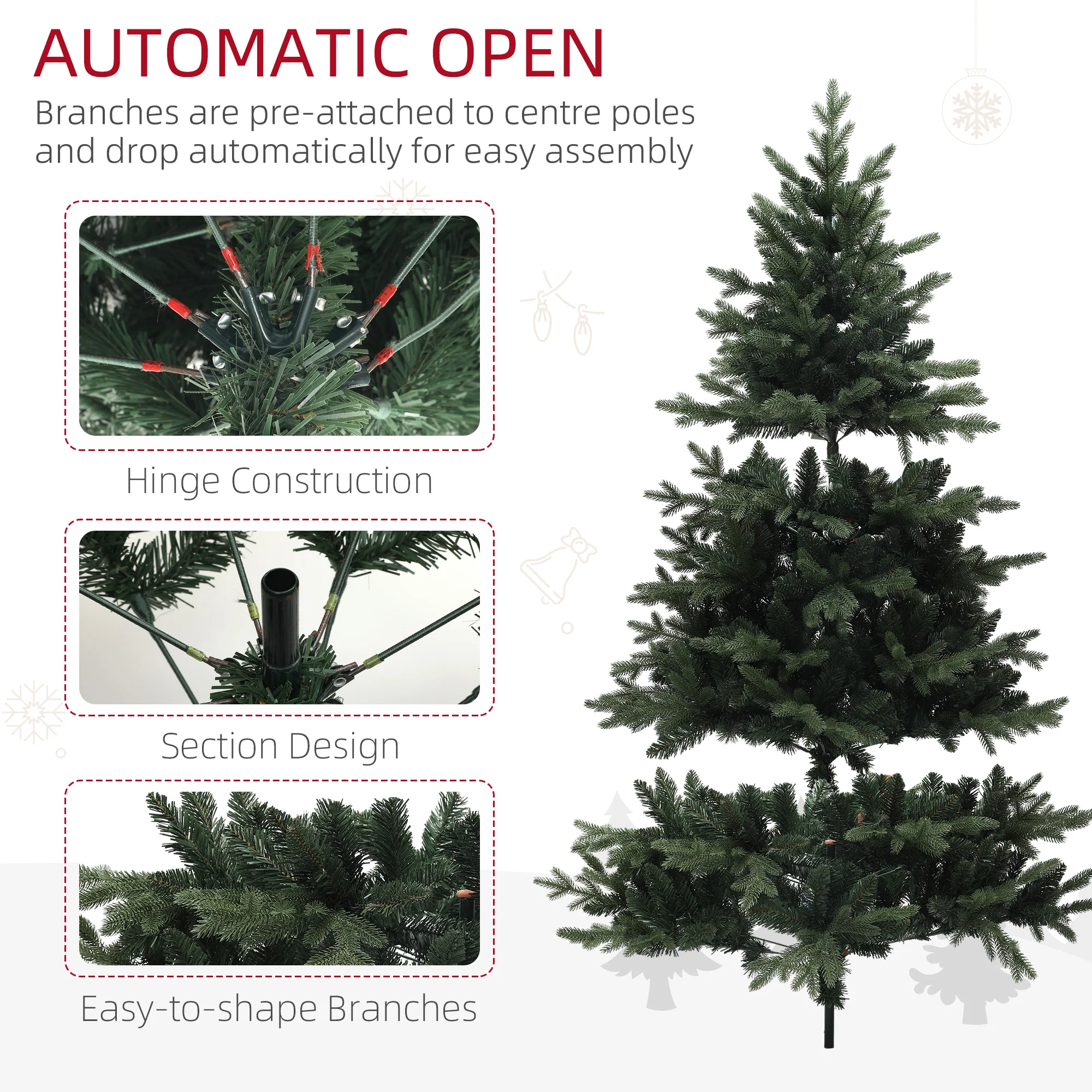6ft Christmas Tree Artificial - Dark Green  1696 Tips - Image 7