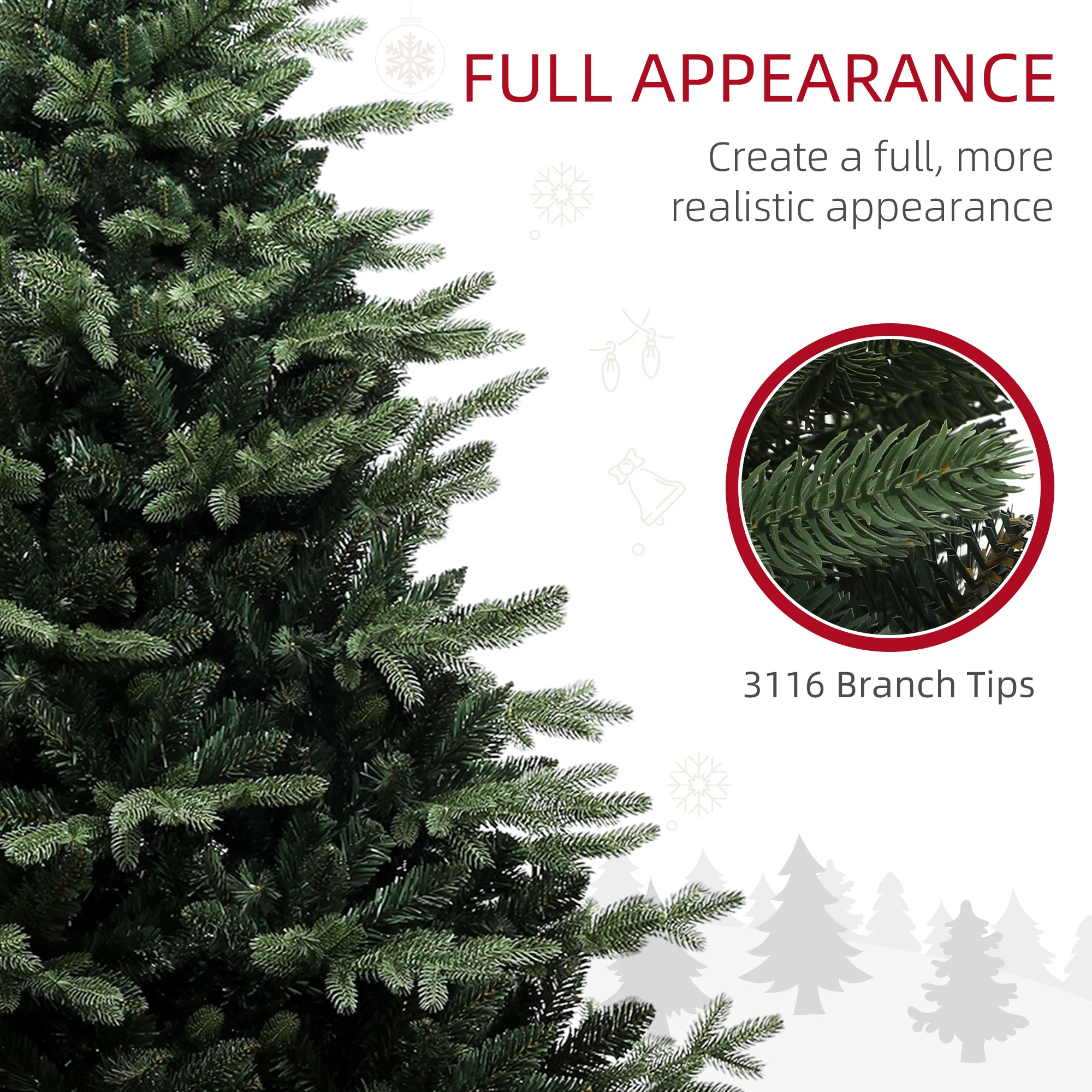 7ft Christmas Tree Artificial - Dark Green  3116 Tips - Image 6