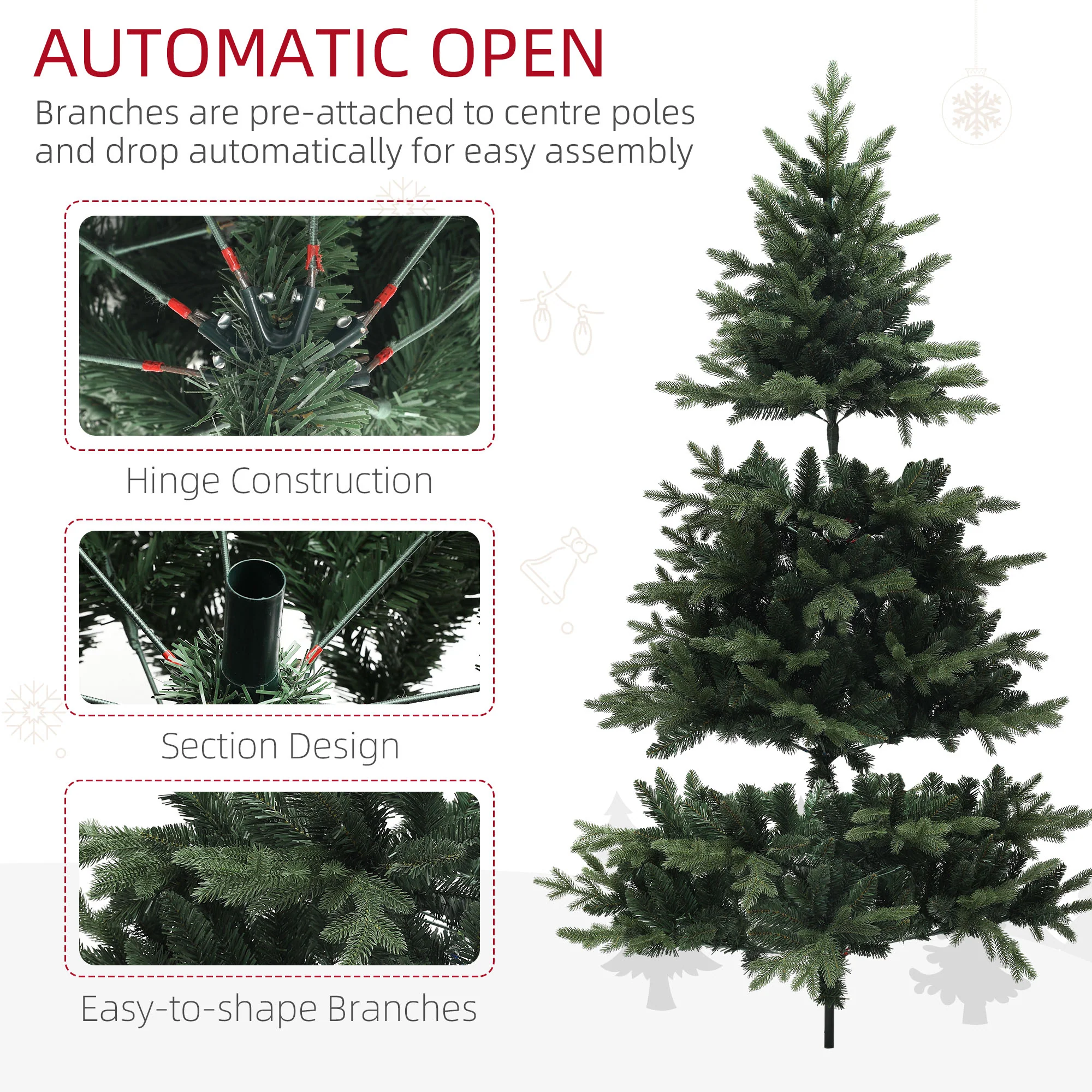 7ft Christmas Tree Artificial - Dark Green  3116 Tips - Image 7