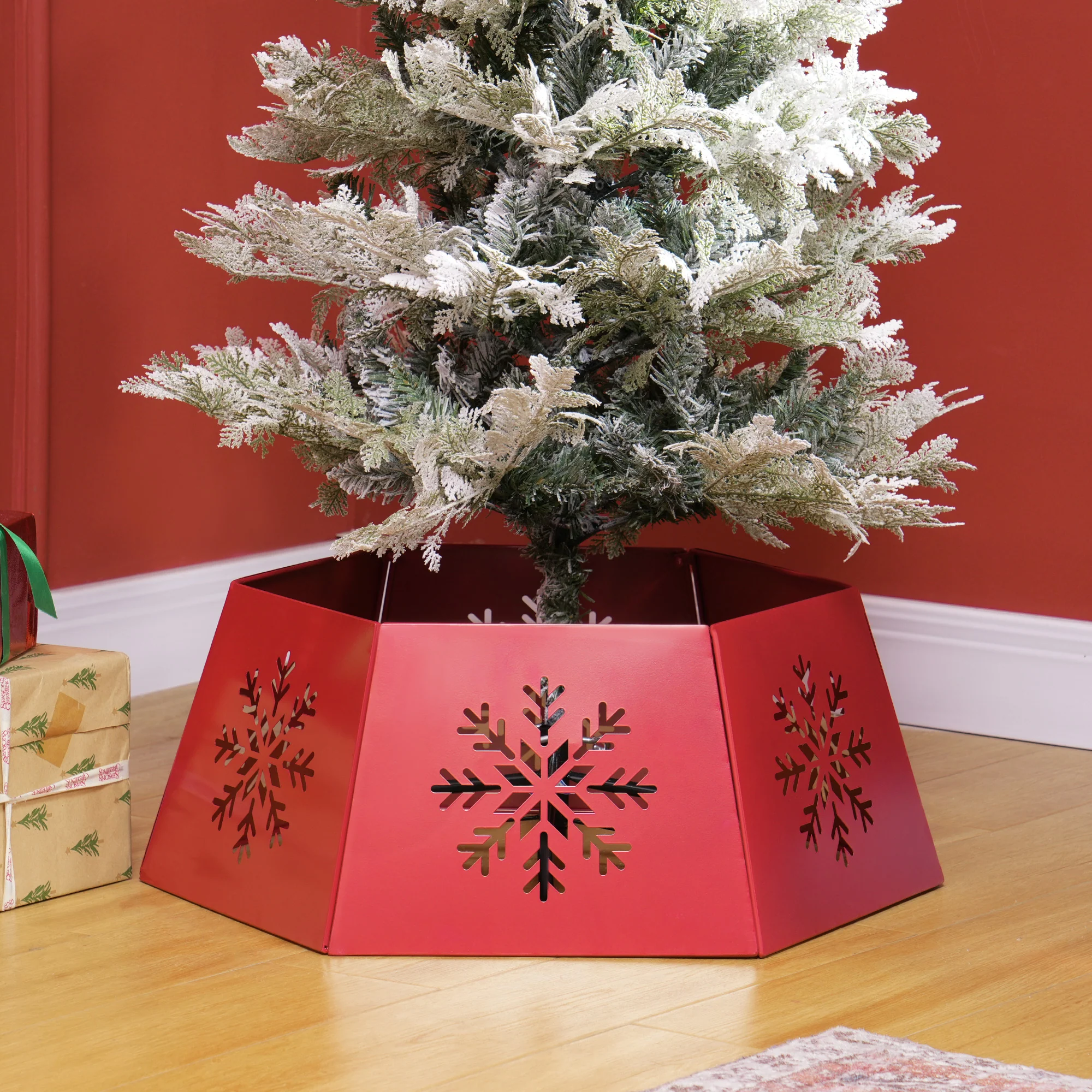 Christmas Tree Skirt Metal Red   Tips - Image 2
