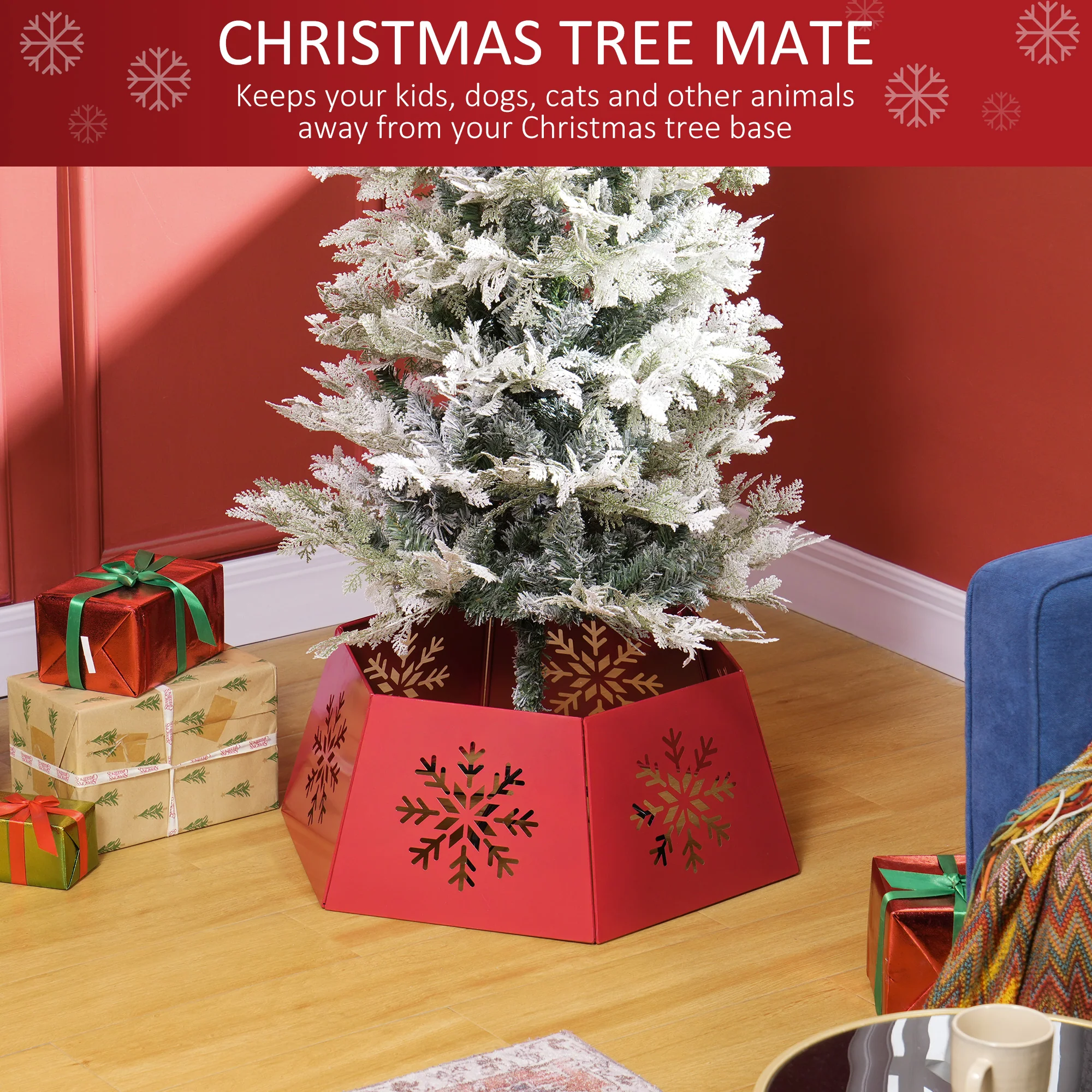 Christmas Tree Skirt Metal Red   Tips - Image 4