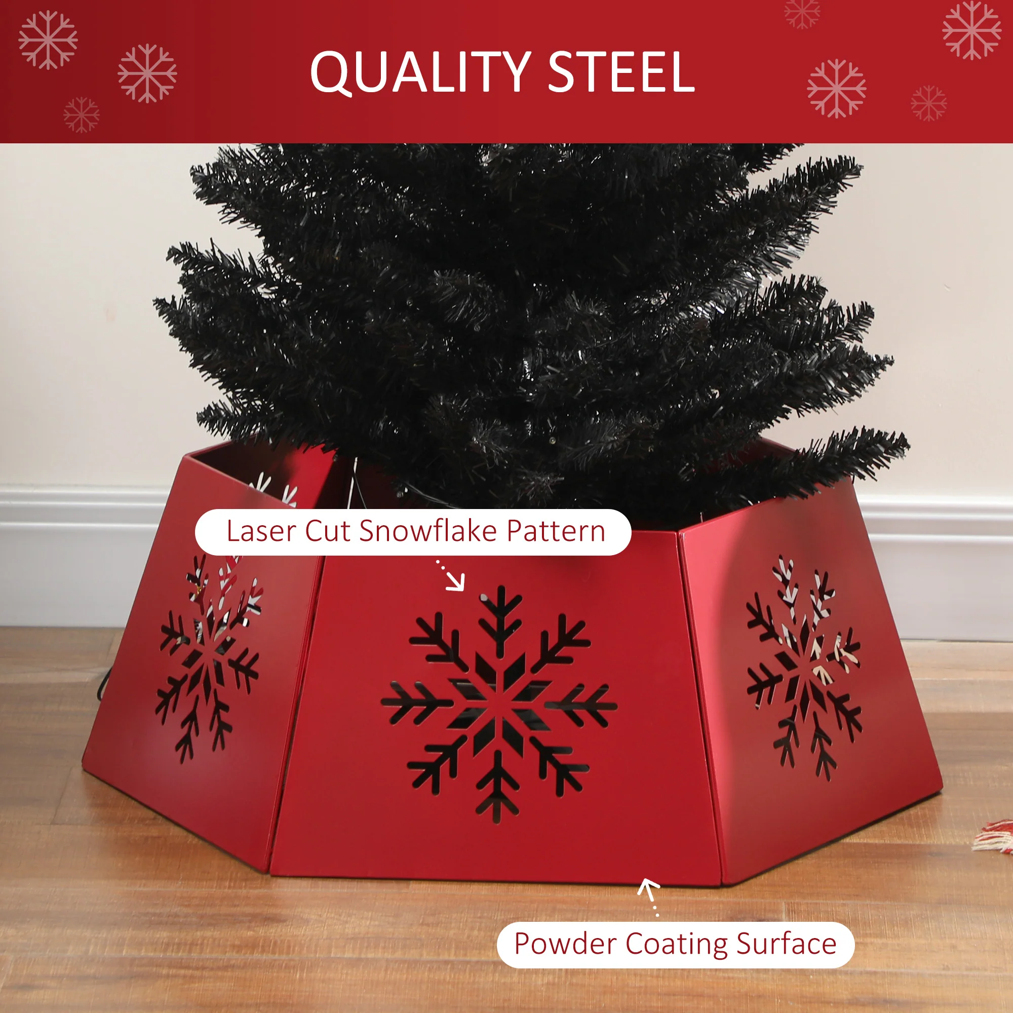 Christmas Tree Skirt Metal Red   Tips - Image 5