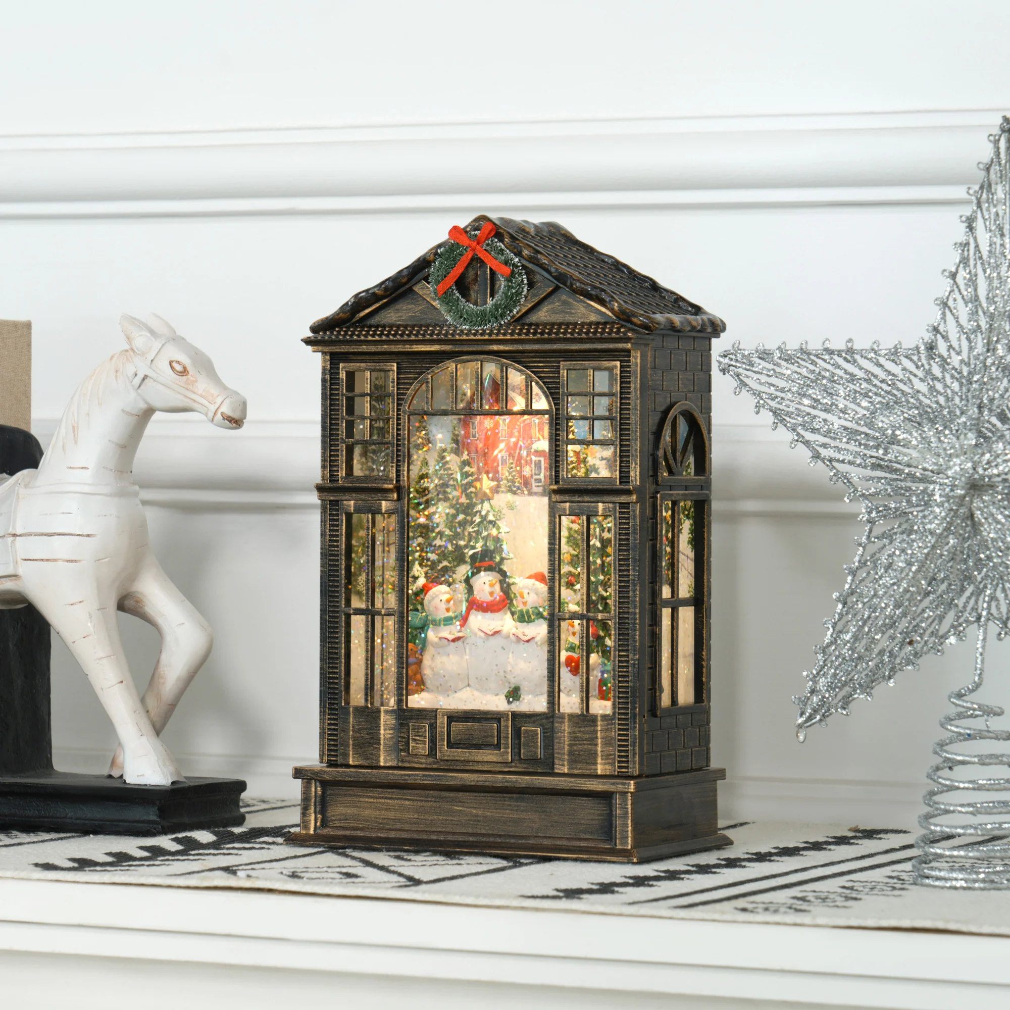 Christmas Ornament Snow Globe Warm White Indoor LED - 25cm - Image 2