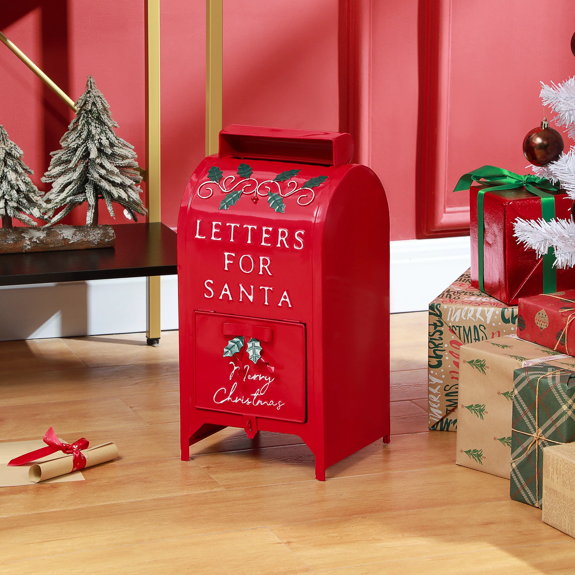Postbox Christmas Decoration Red - 47cm - Image 2
