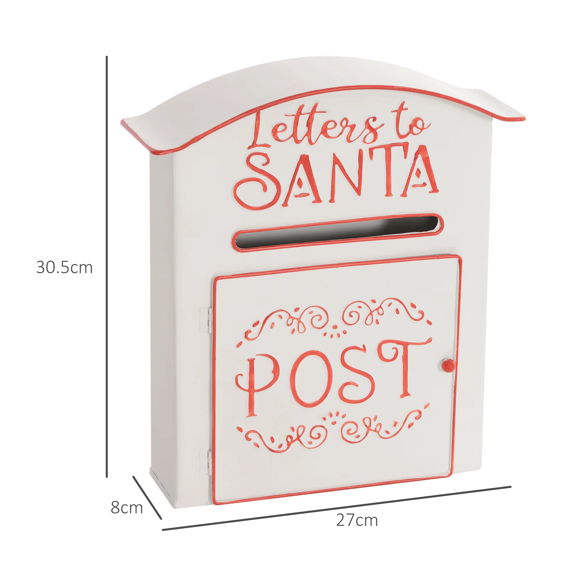 Postbox Christmas Decoration White & Red - 30.5cm - Image 3