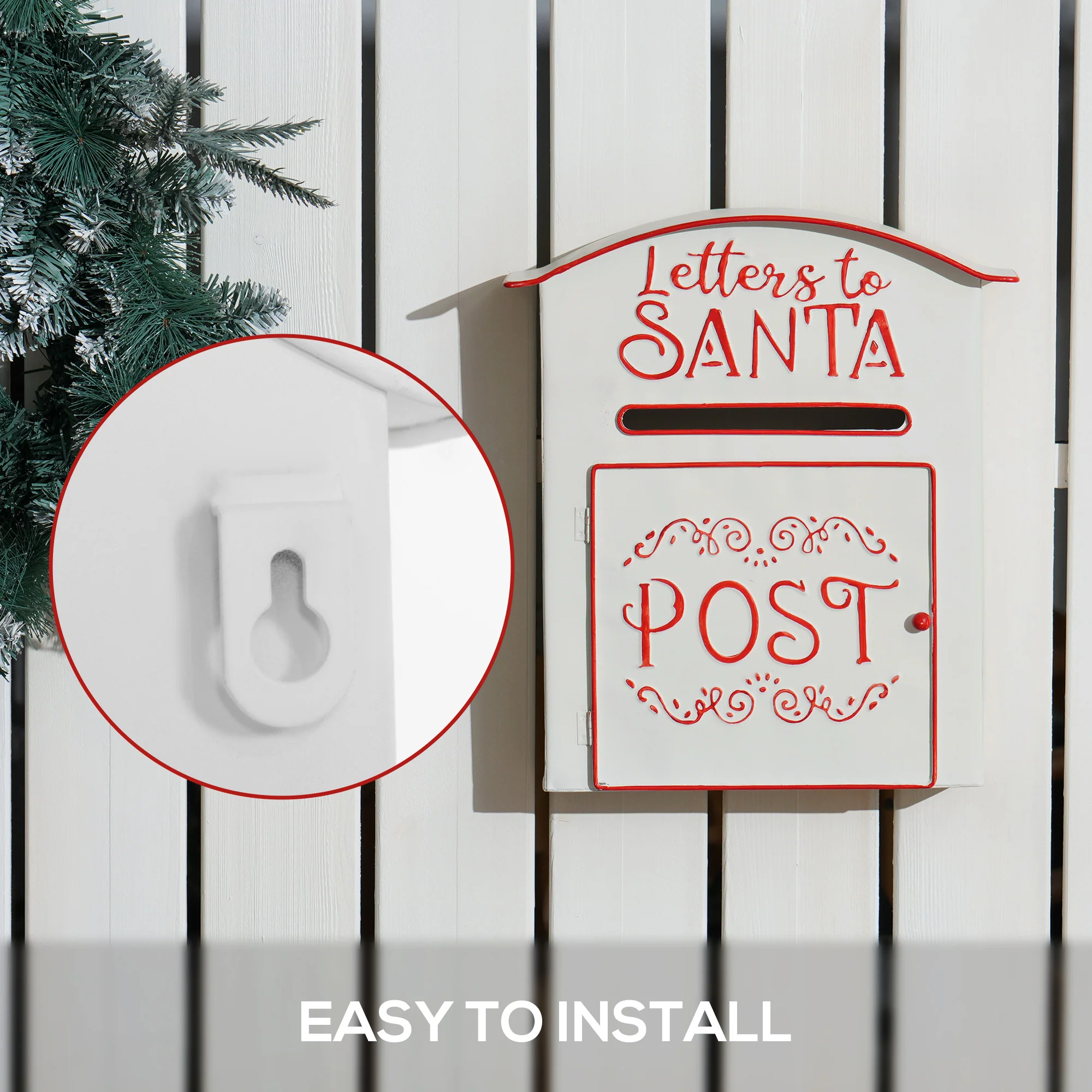Postbox Christmas Decoration White & Red - 30.5cm - Image 5