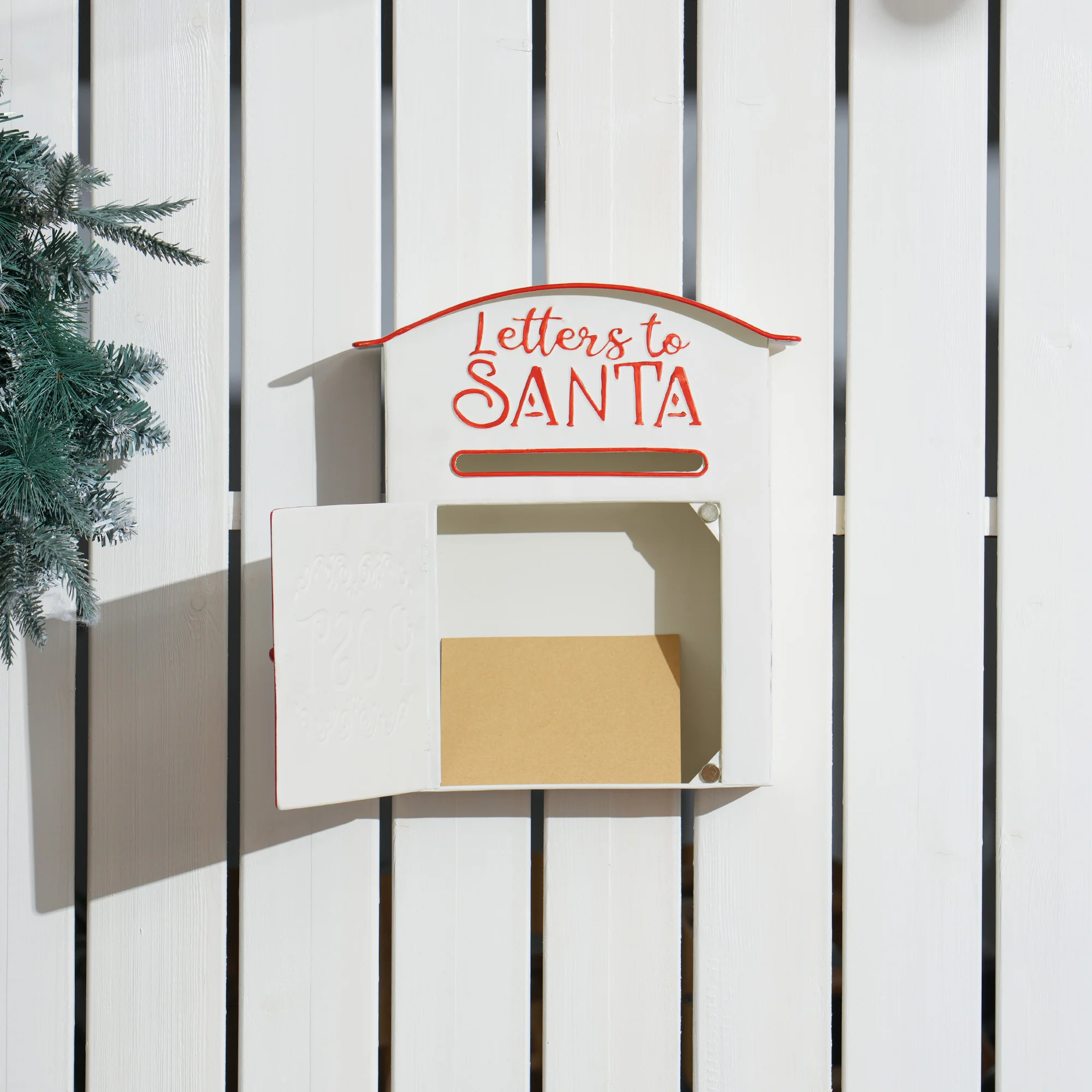 Postbox Christmas Decoration White & Red - 30.5cm - Image 6