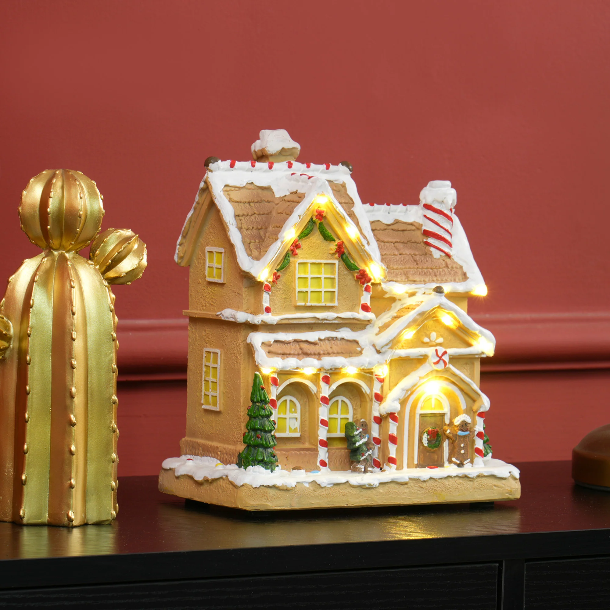Gingerbread House Miniature Christmas Scene - 22.5cm - Image 2
