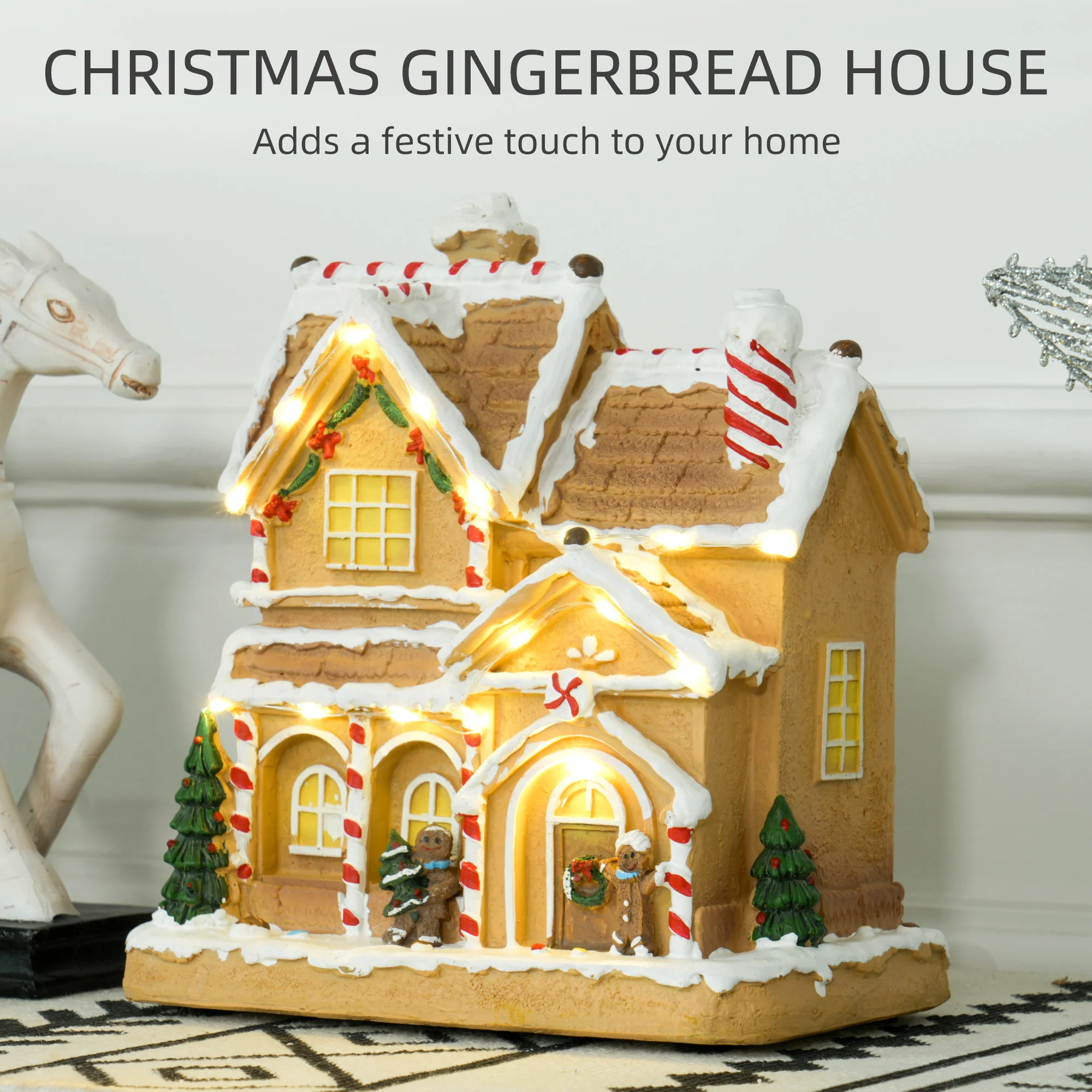 Gingerbread House Miniature Christmas Scene - 22.5cm - Image 4