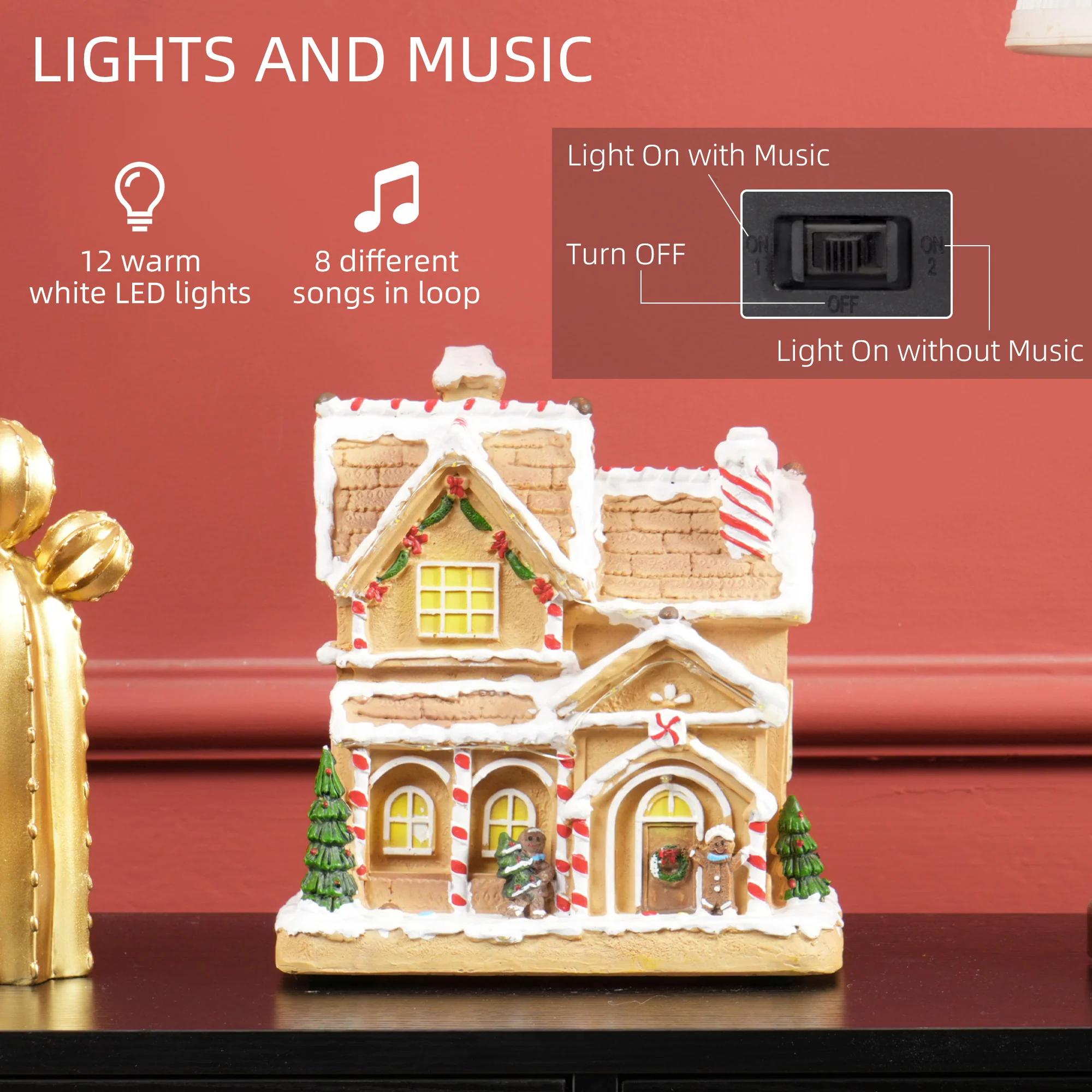 Gingerbread House Miniature Christmas Scene - 22.5cm - Image 5
