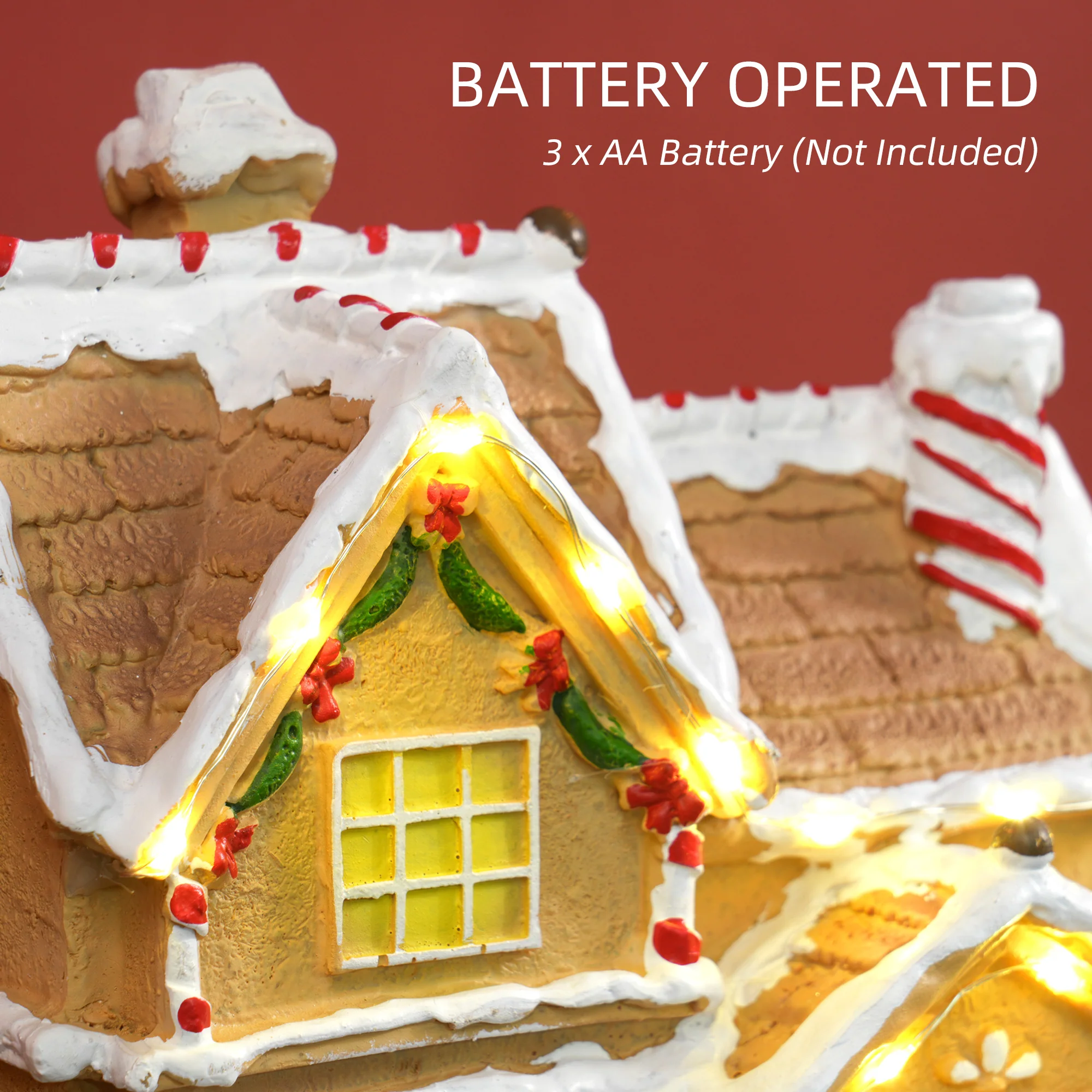 Gingerbread House Miniature Christmas Scene - 22.5cm - Image 6