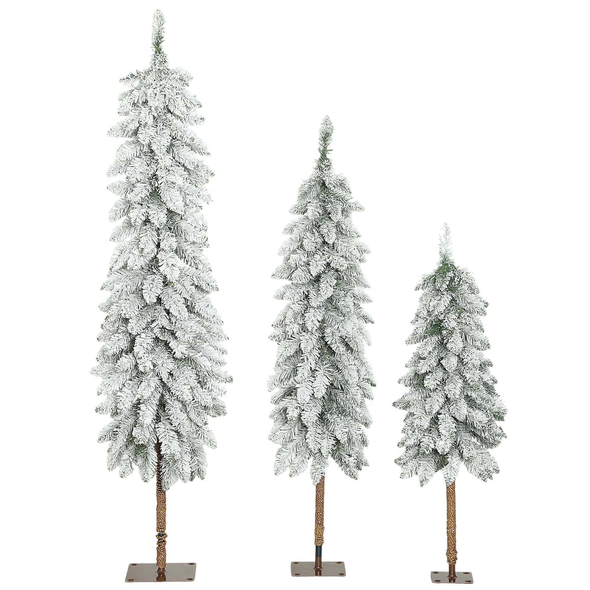 3x Slim Pencil Christmas Tree Artificial - White Frosted Green   Tips - Image 10