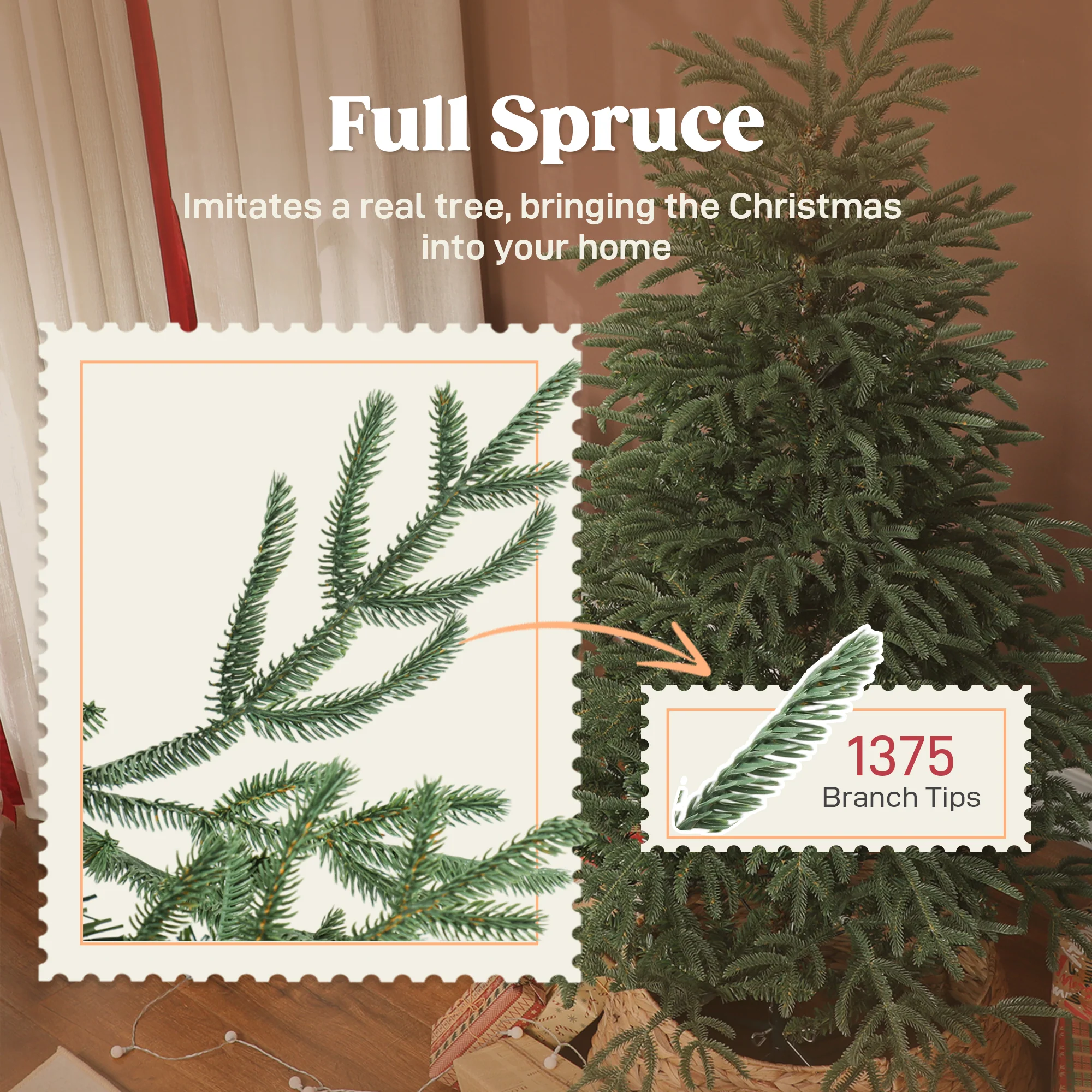 5ft Full Spruce Christmas Tree Artificial -  1375 Tips - Image 5