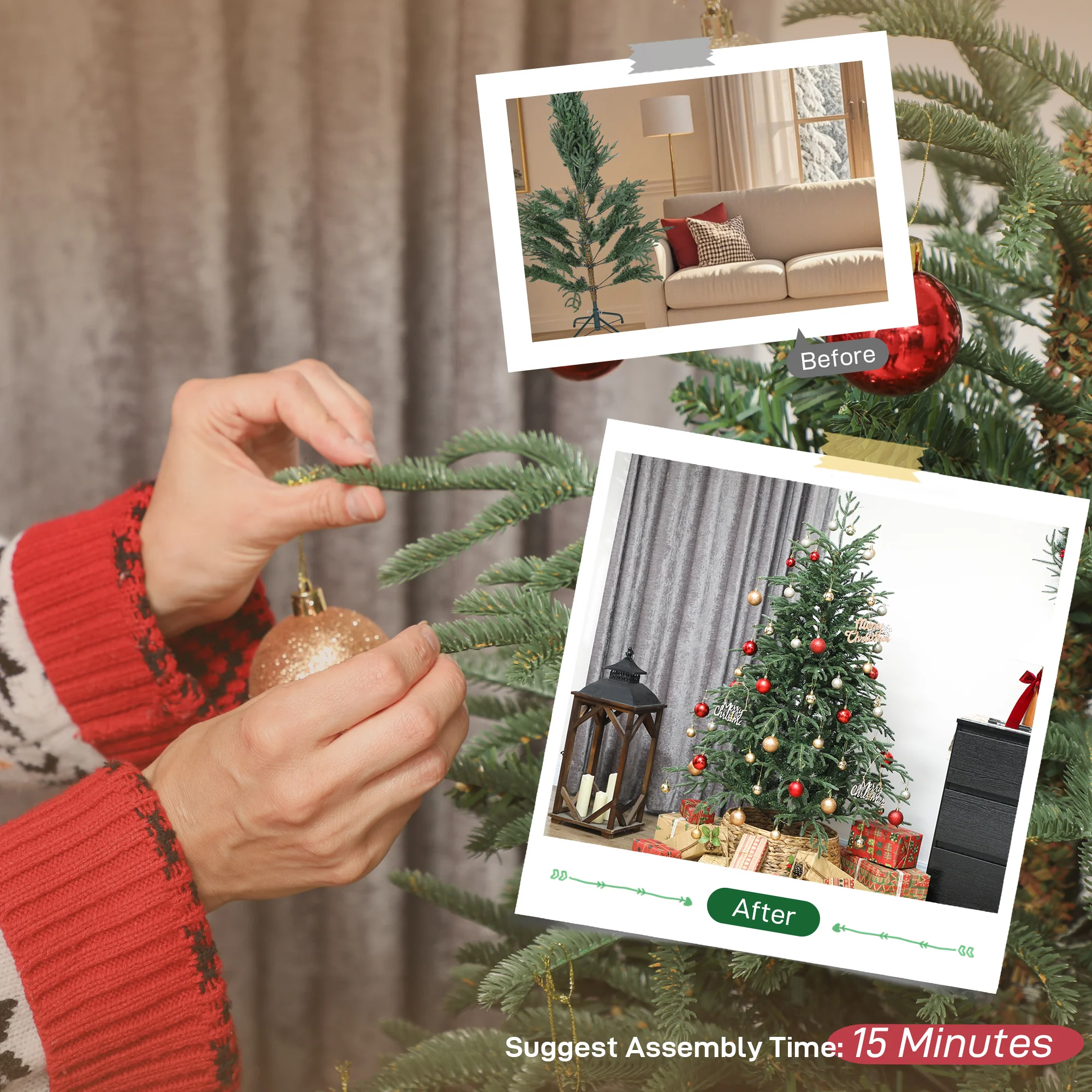 5ft Full Spruce Christmas Tree Artificial -  1375 Tips - Image 7
