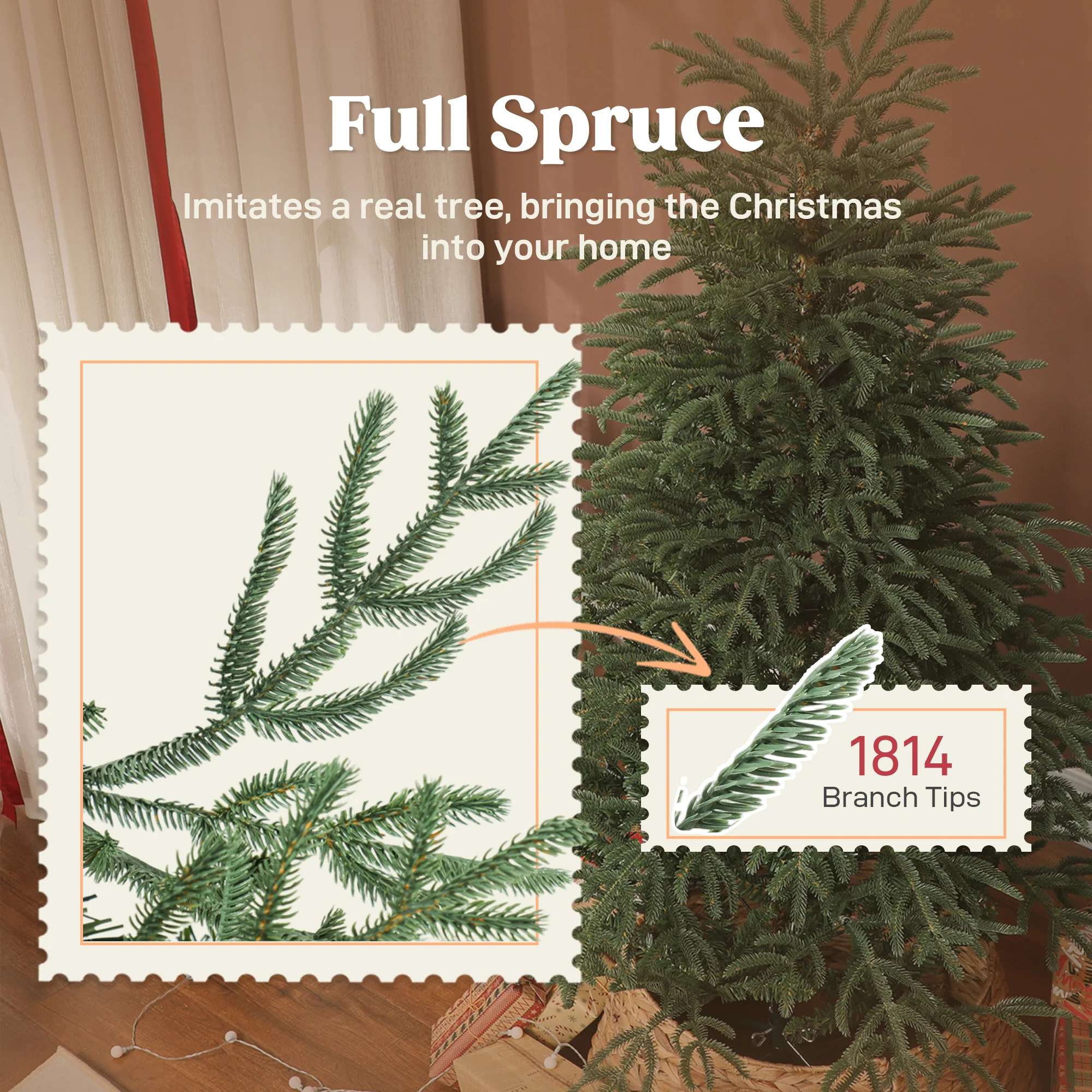 6ft Full Spruce Christmas Tree Artificial -  1814 Tips - Image 5