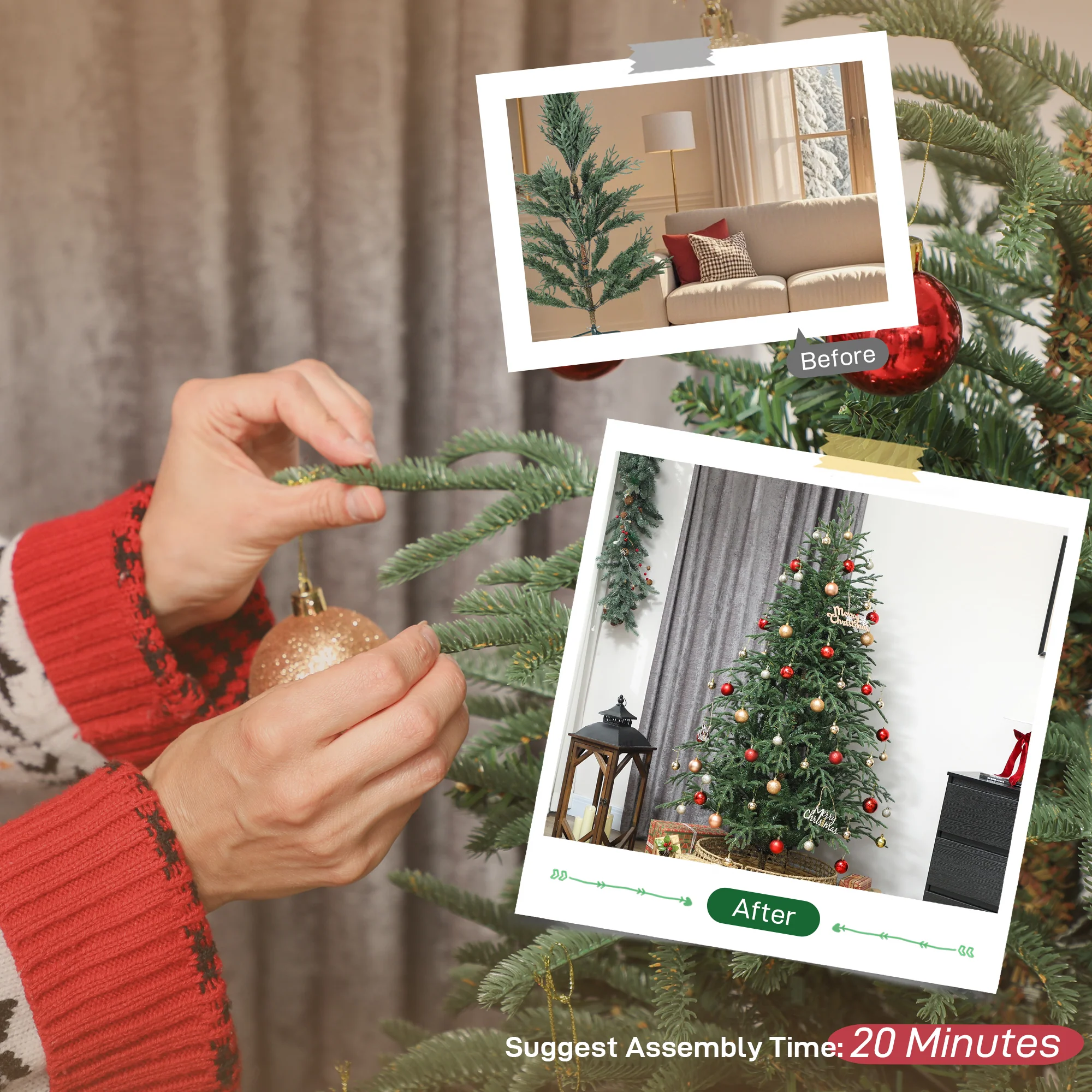 6ft Full Spruce Christmas Tree Artificial -  1814 Tips - Image 7