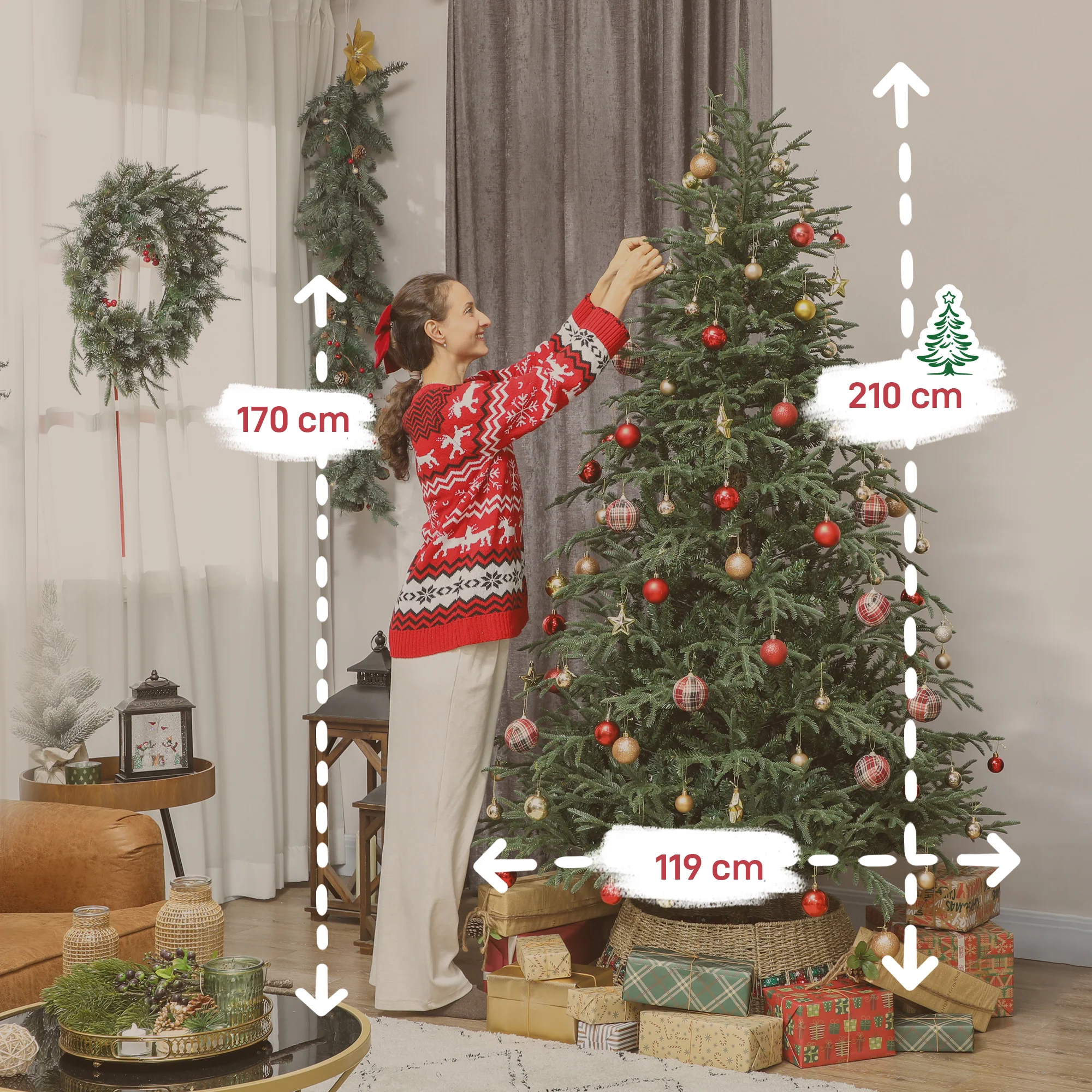 7ft Full Spruce Christmas Tree Artificial -  2942 Tips - Image 3