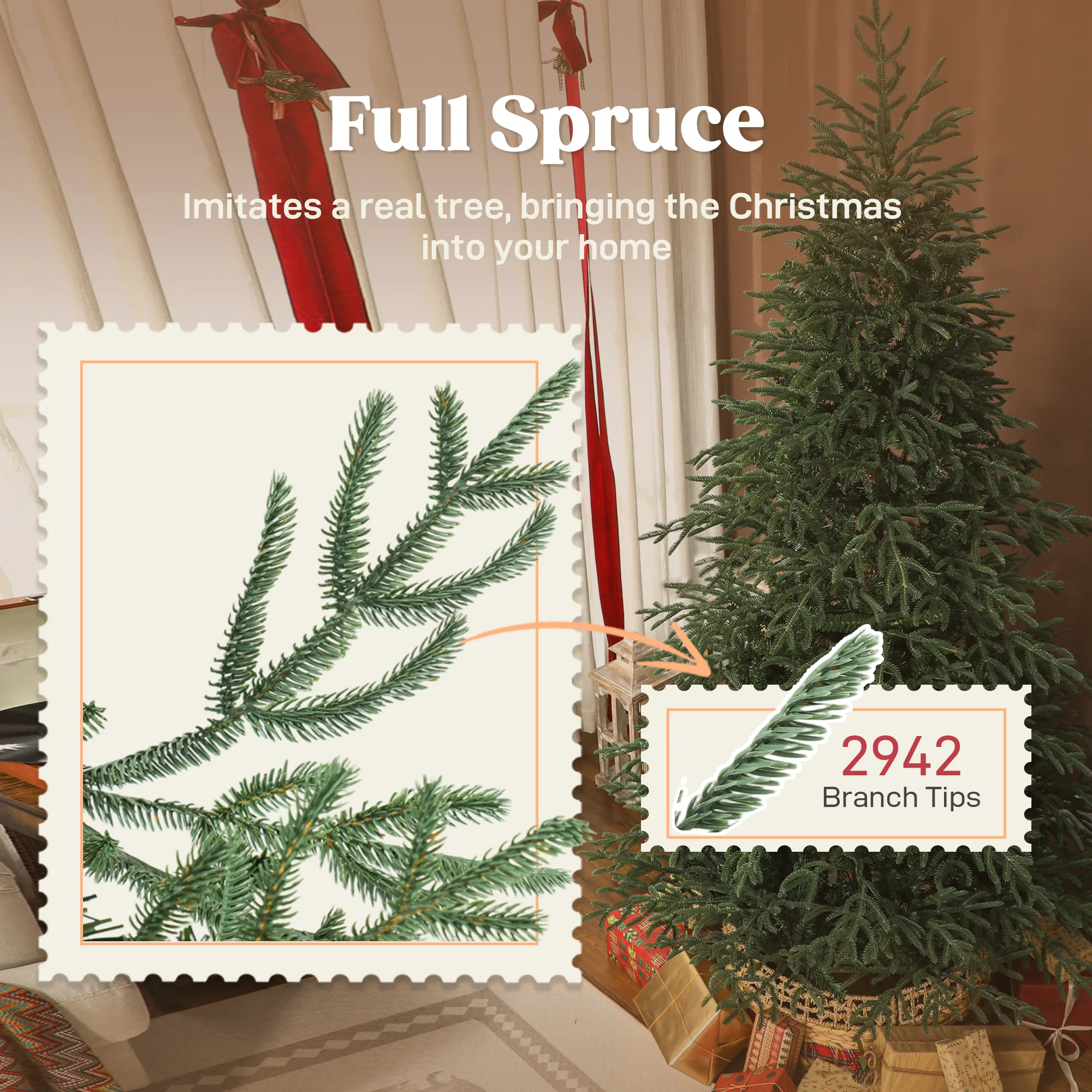 7ft Full Spruce Christmas Tree Artificial -  2942 Tips - Image 5