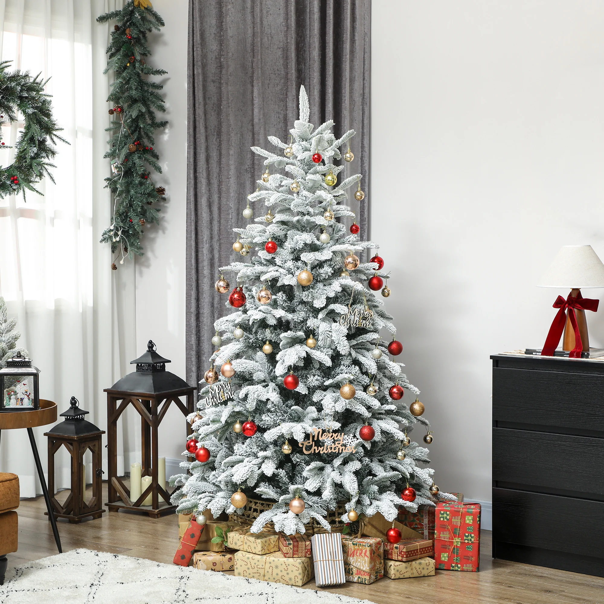 6ft Christmas Tree Artificial - White Frosted Green  1182 Tips - Image 2
