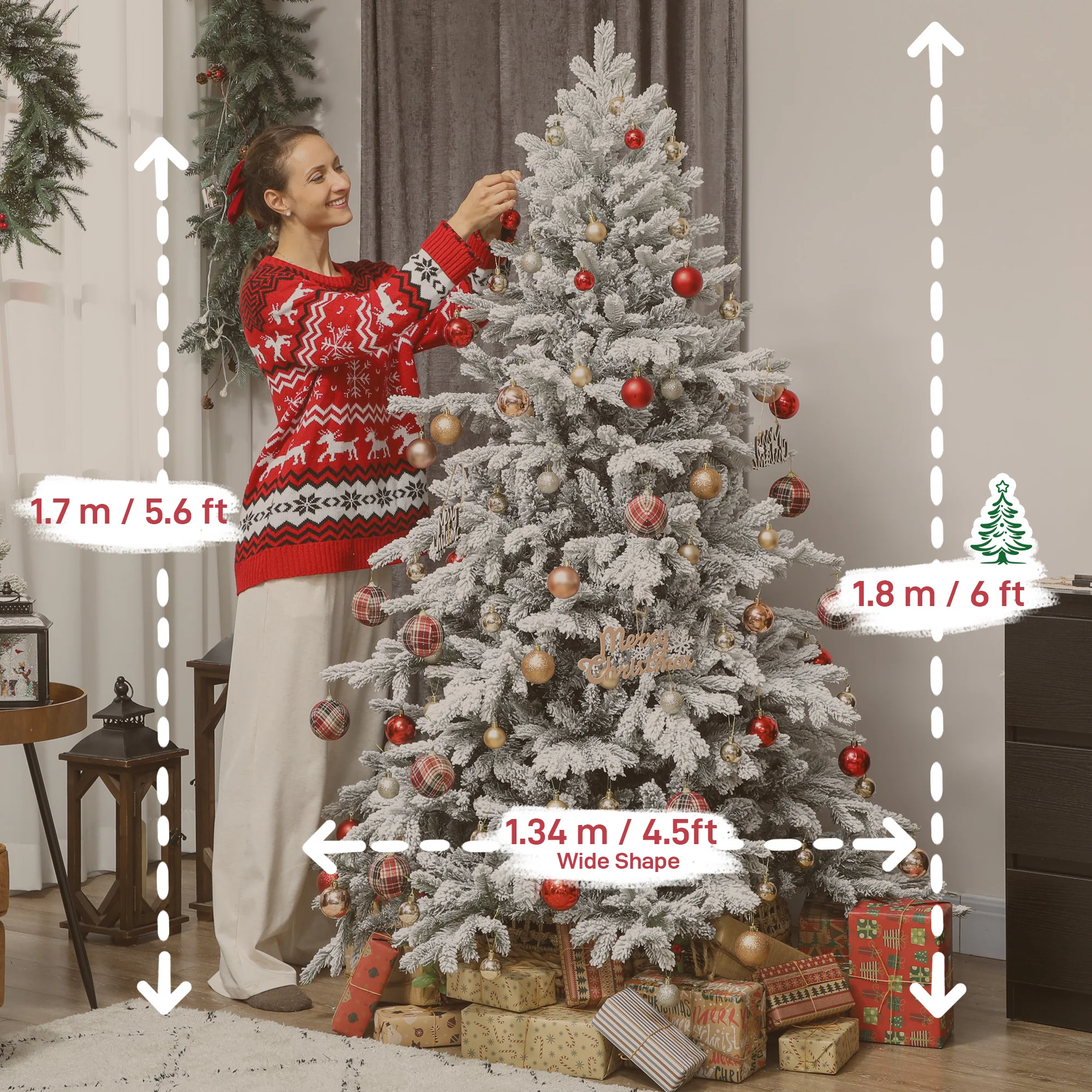 6ft Christmas Tree Artificial - White Frosted Green  1528 Tips - Image 3