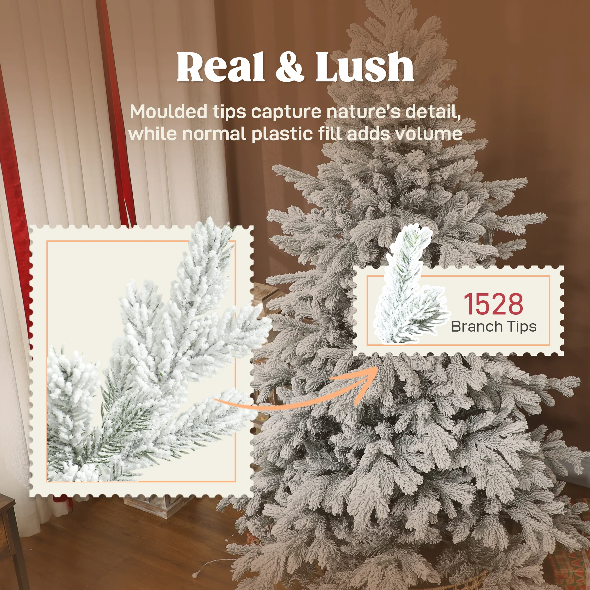 6ft Christmas Tree Artificial - White Frosted Green  1528 Tips - Image 5