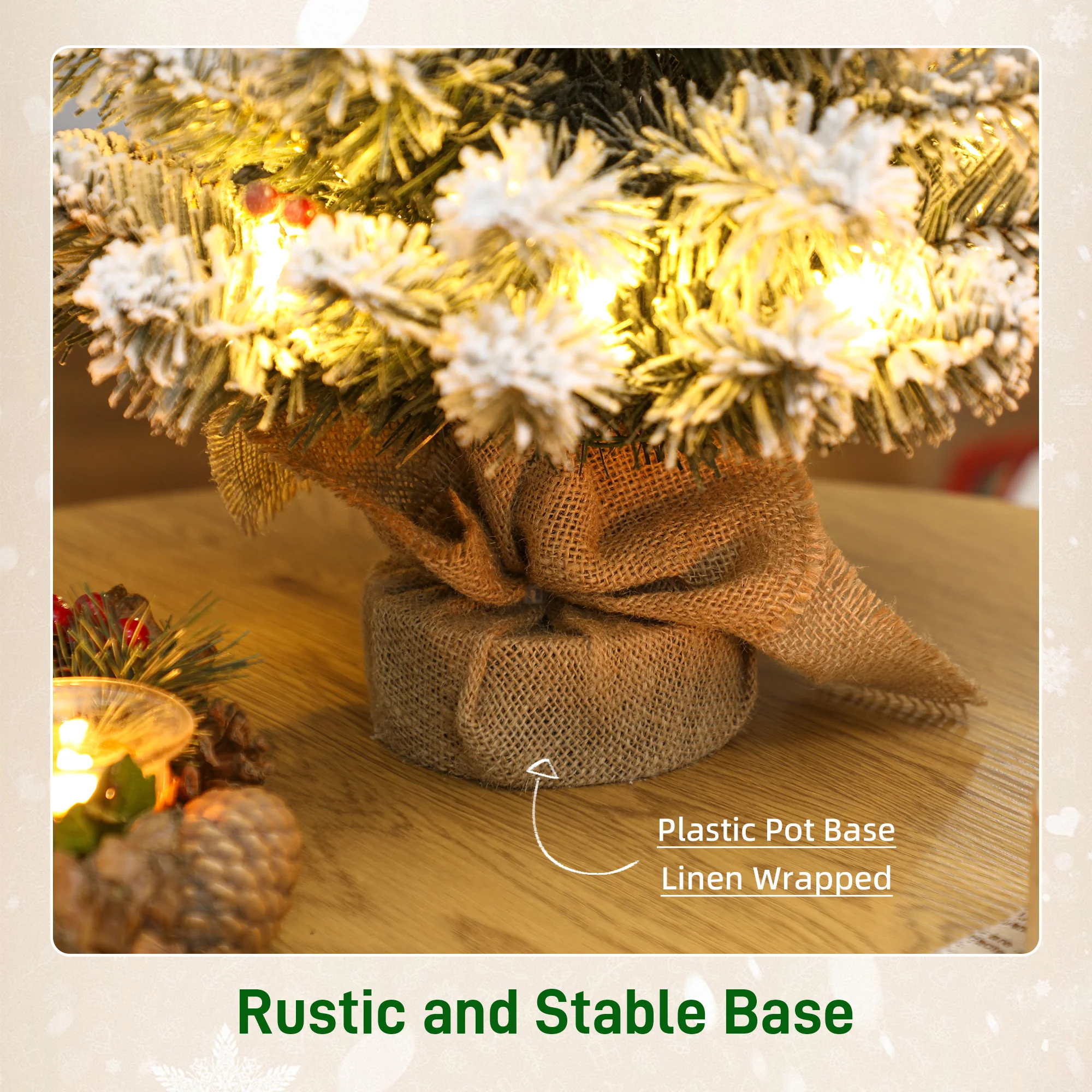 2ft Prelit Christmas Tree Artificial - White Frosted Green Ornament Warm White 72 Tips - Image 7