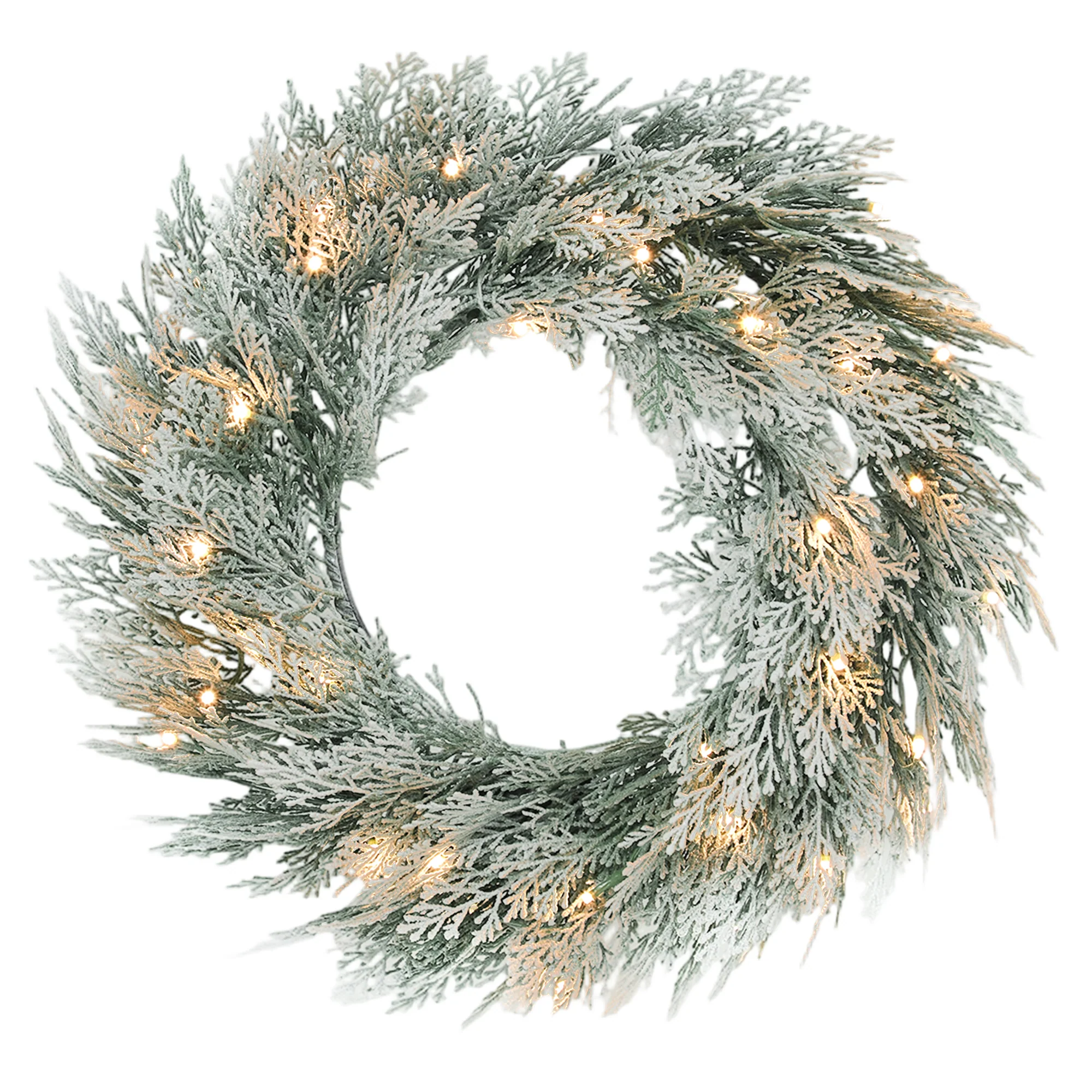 Wreath Christmas Decoration Green with Frosted Pattern - 60cm - Image 10