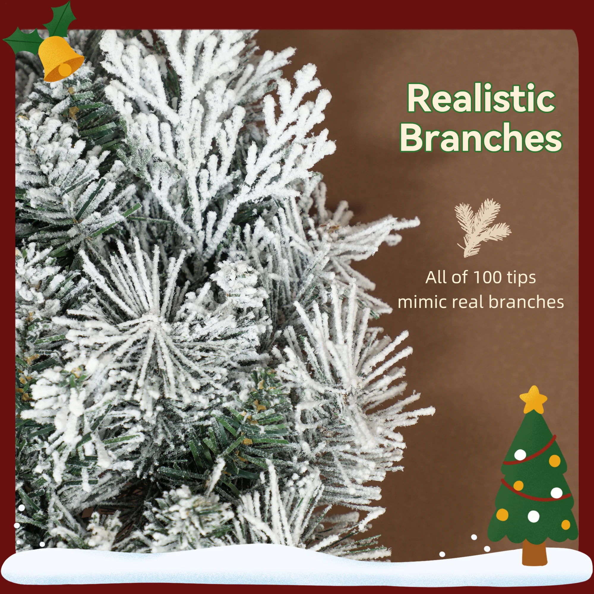 Wreath Christmas Decoration Green with Frosted Pattern - 60cm - Image 6
