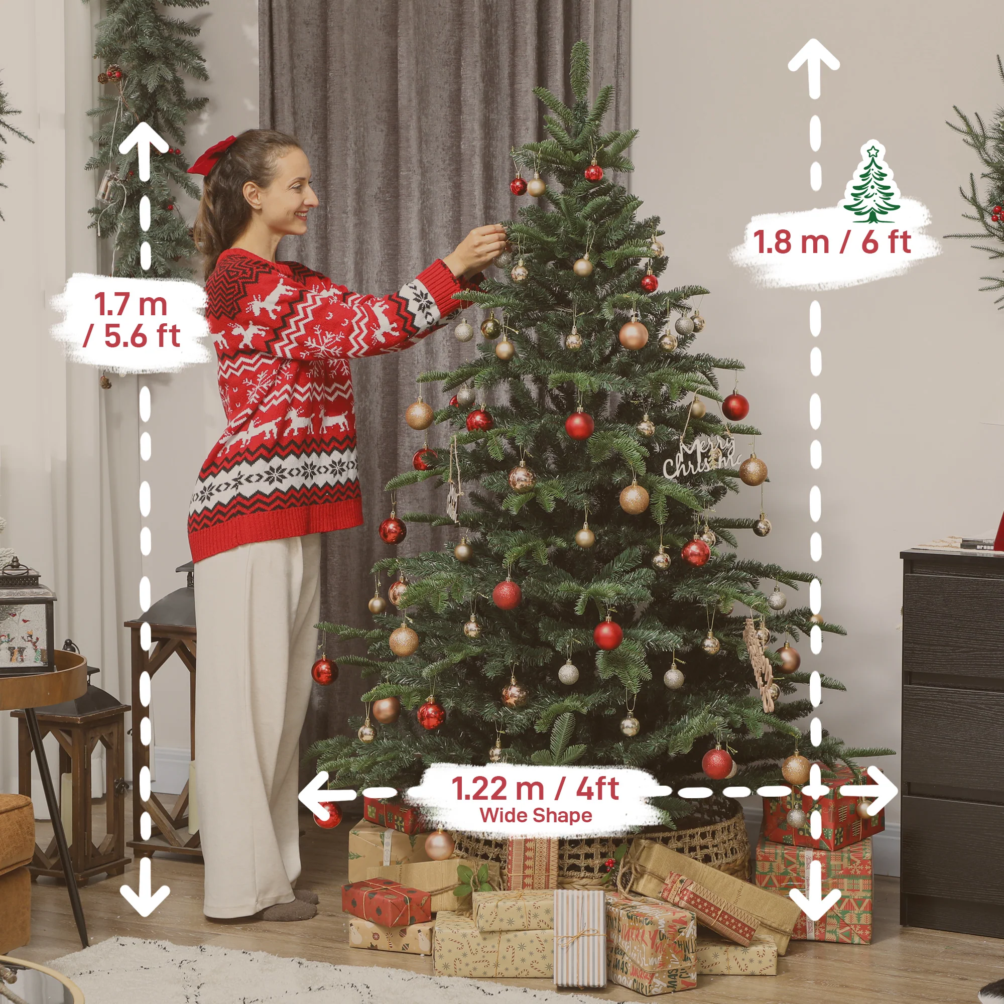 6ft Christmas Tree Artificial -  1062 Tips - Image 3