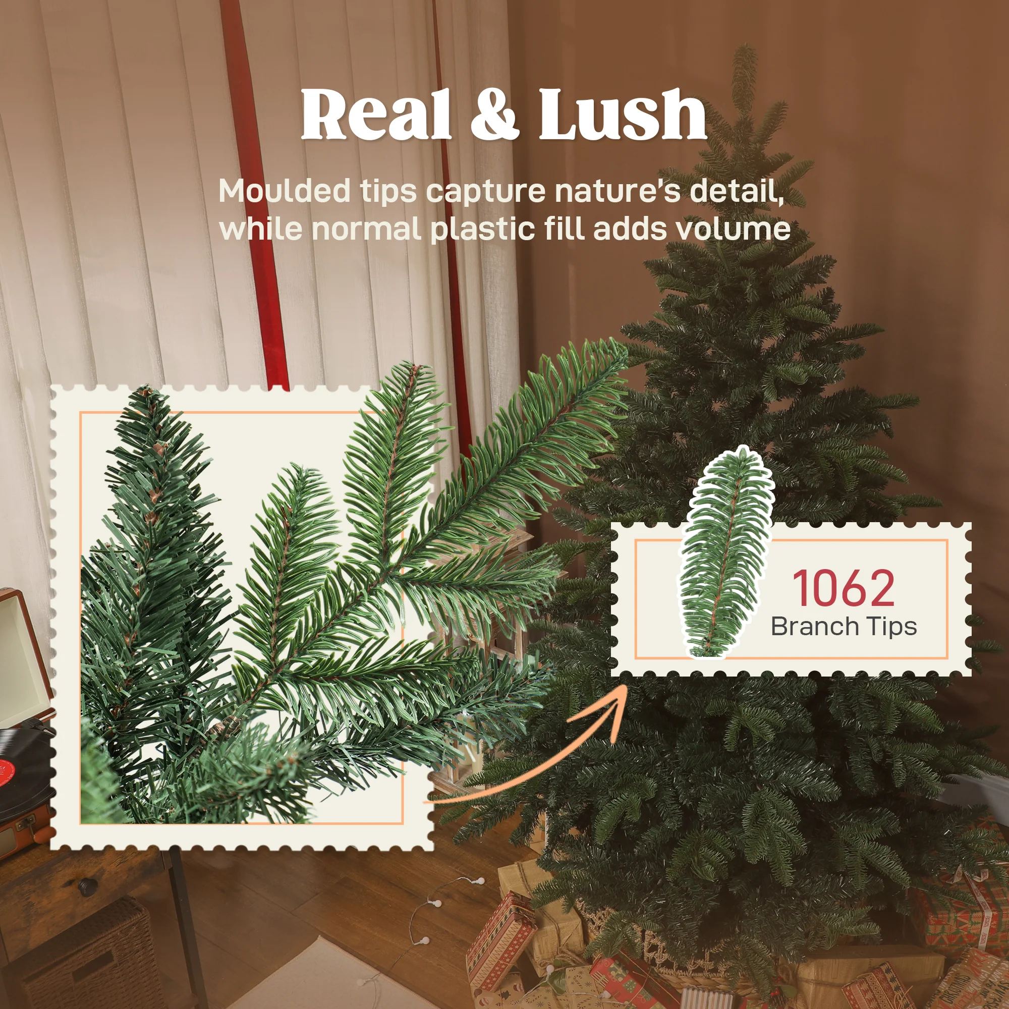 6ft Christmas Tree Artificial -  1062 Tips - Image 5