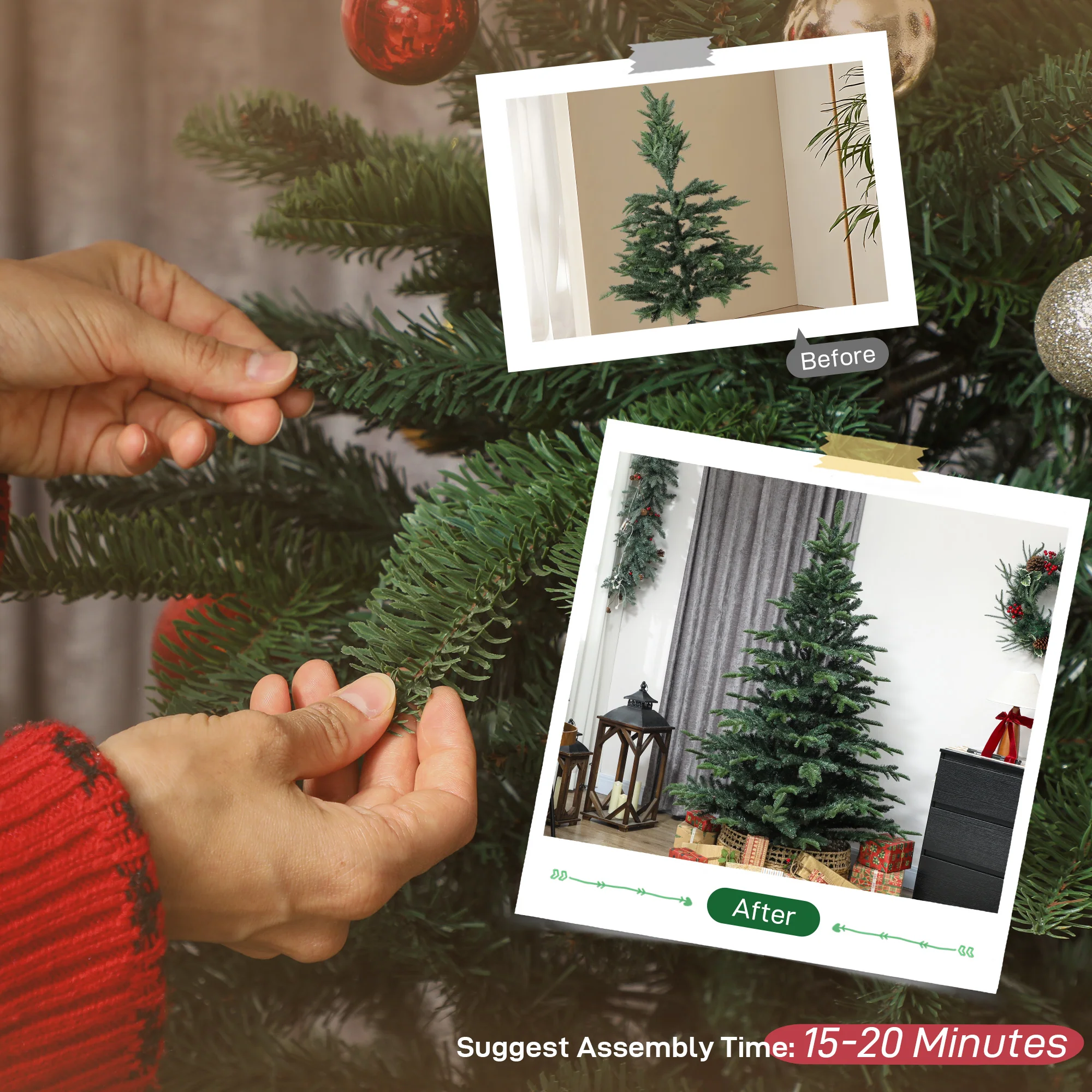 6ft Christmas Tree Artificial -  1062 Tips - Image 7