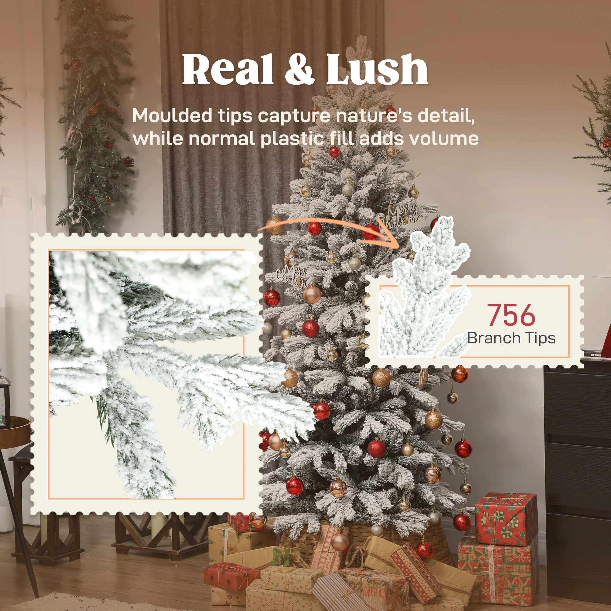 6ft Slim Christmas Tree Artificial - White Frosted Green  756 Tips - Image 5