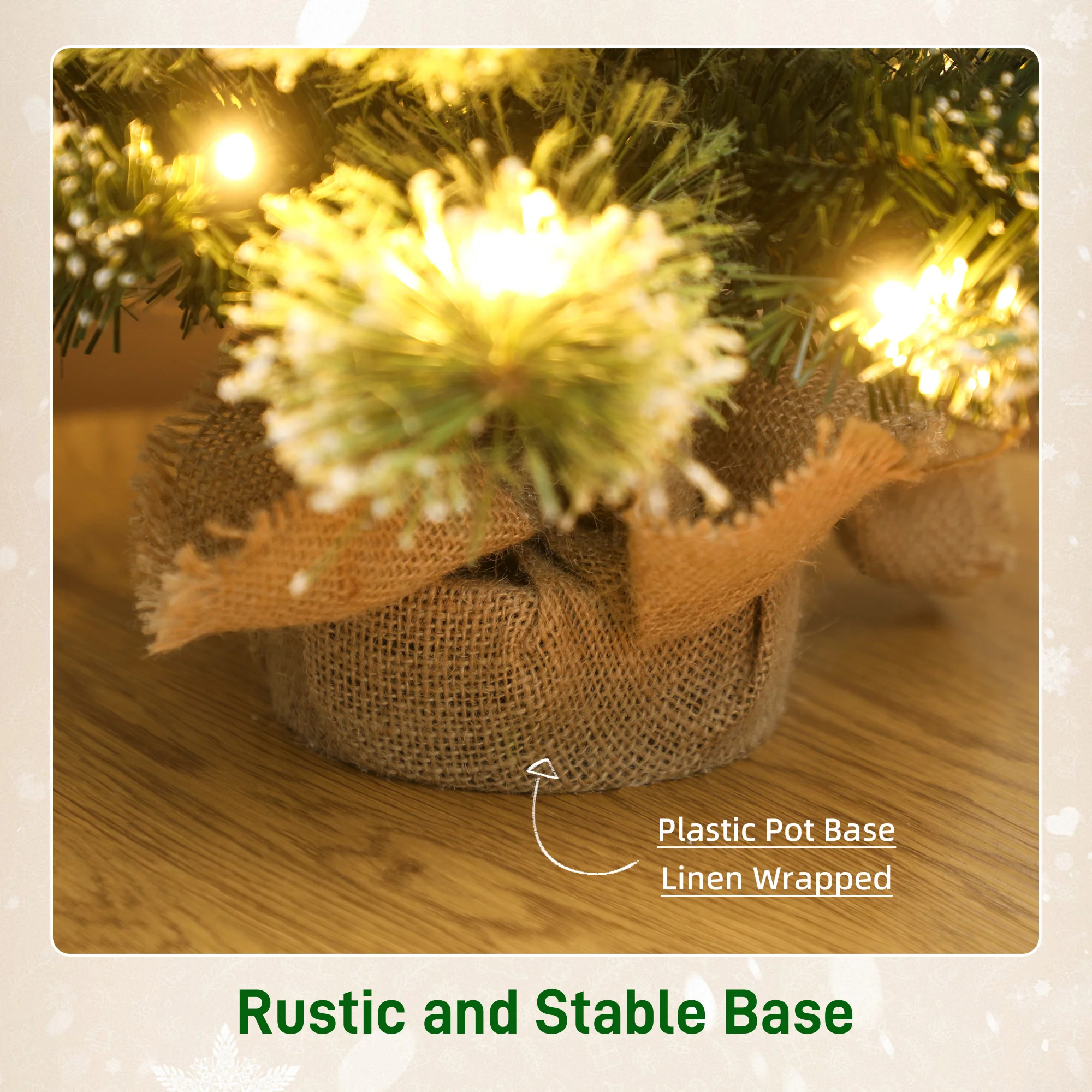 2ft Prelit Christmas Tree Artificial - White Frosted Green Ornament Warm White 64 Tips - Image 7