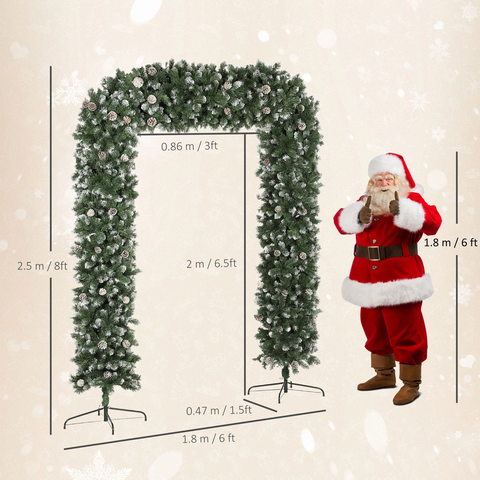 8ft Pinecone Christmas Tree Arch Artificial - White Frosted Green  1800 Tips - Image 3