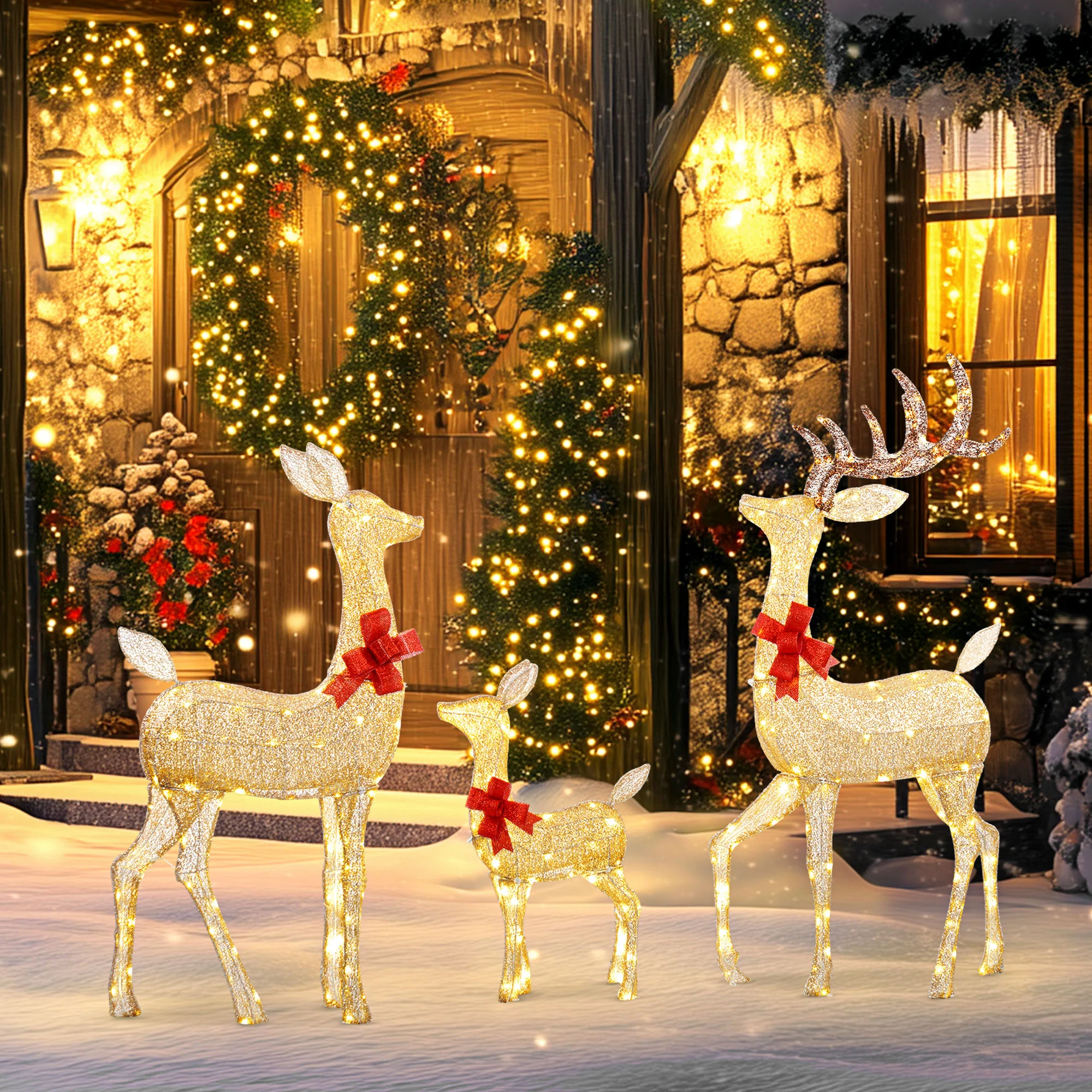 3 Piece Christmas Feature Light Multifunction Warm White Outdoor LED - Image 10