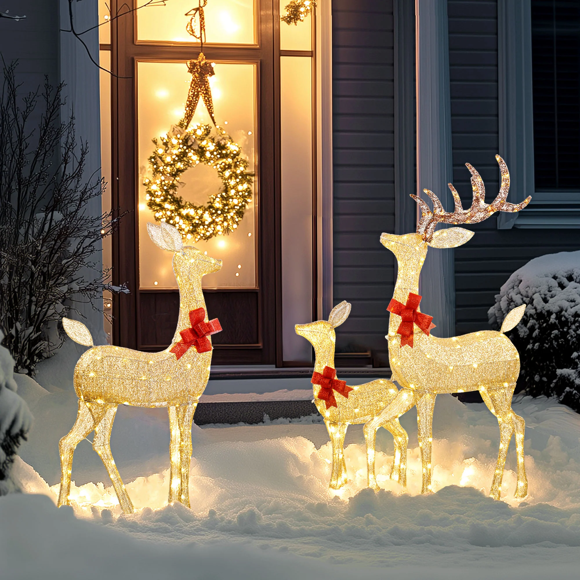 3 Piece Christmas Feature Light Multifunction Warm White Outdoor LED - Image 2