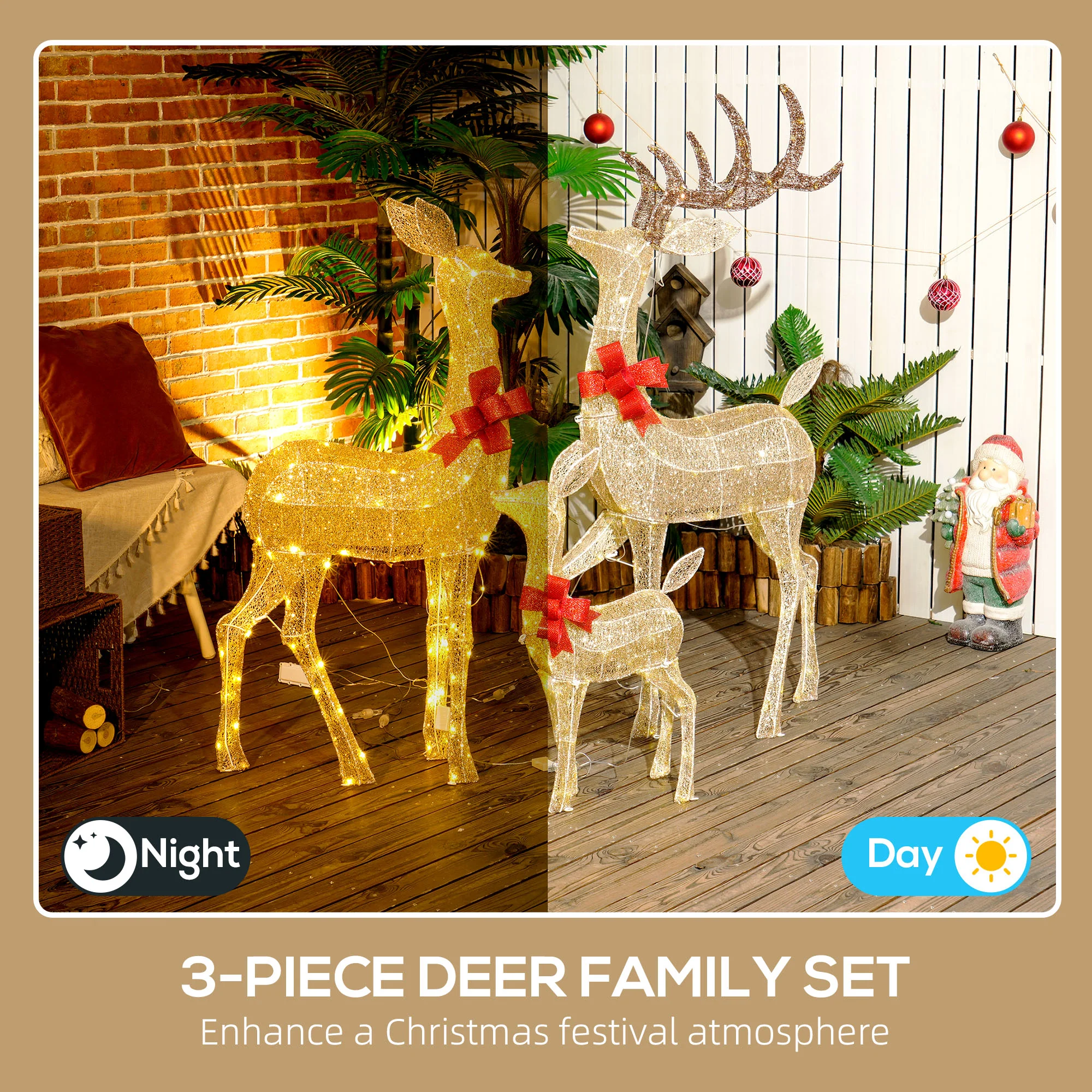 3 Piece Christmas Feature Light Multifunction Warm White Outdoor LED - Image 4