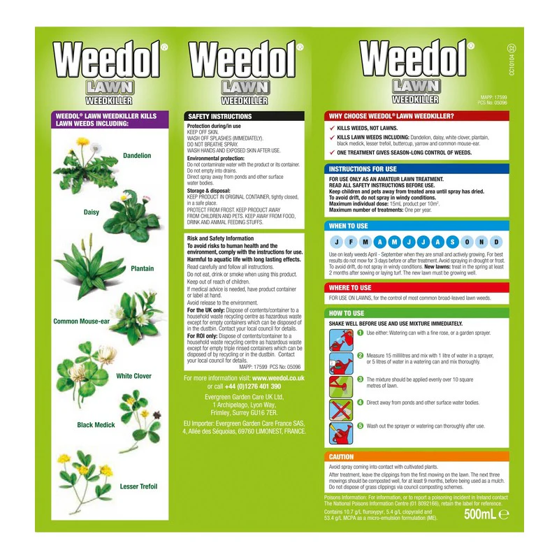 Weedol 500ml Easy Mix Lawn Weed Killer - 333 Square Metres Coverage - Image 3