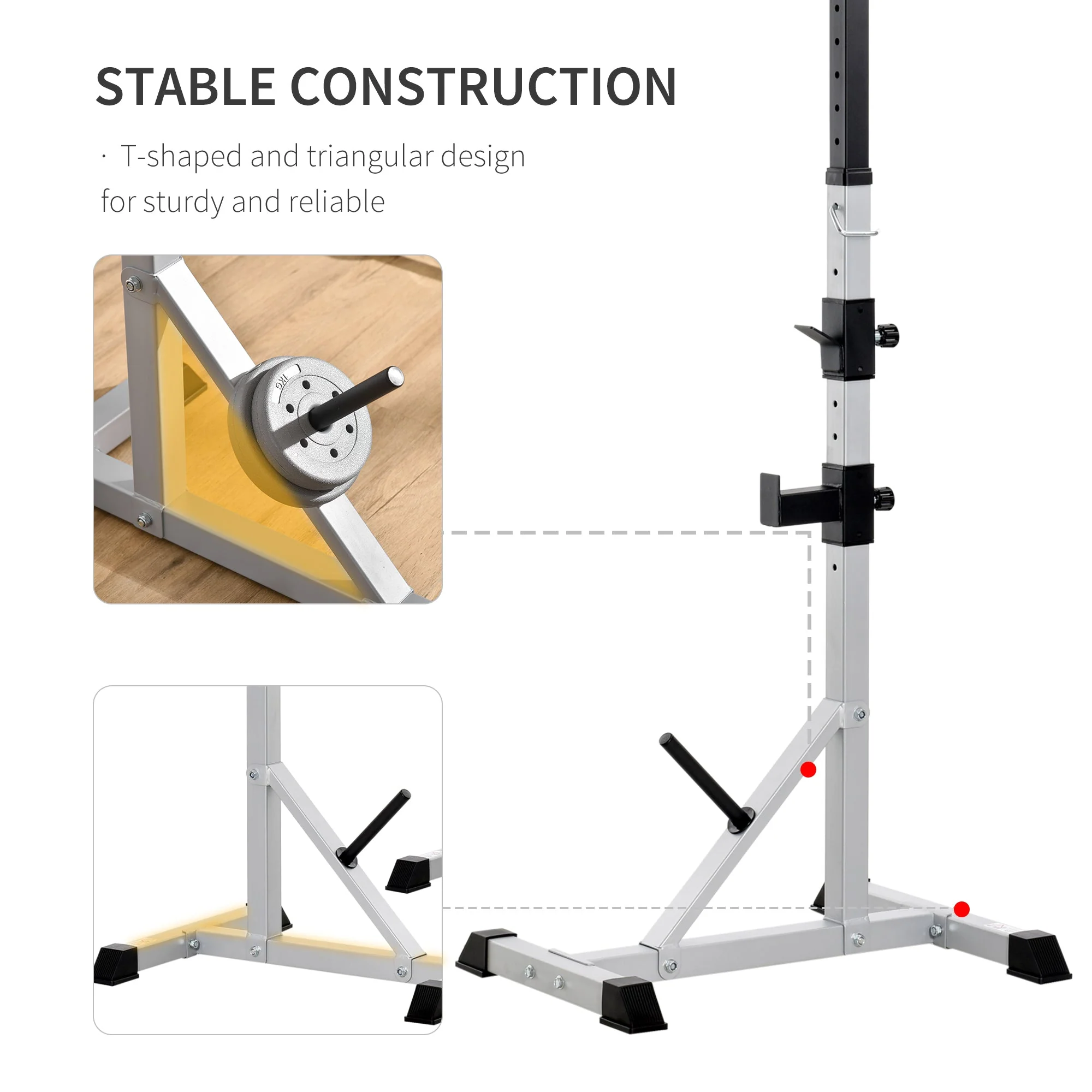 Weights Bar Barbell Rack Squat Stand Adjustable Portable Weight Lifting Suitable For Home Gym Training Work Out - Image 5