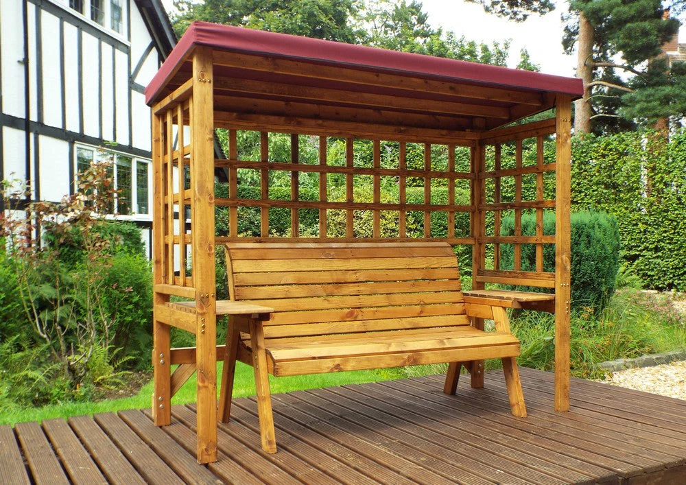 Wentworth Garden Arbour by Charles Taylor - 3 Seats Burgundy Cushions - Image 2