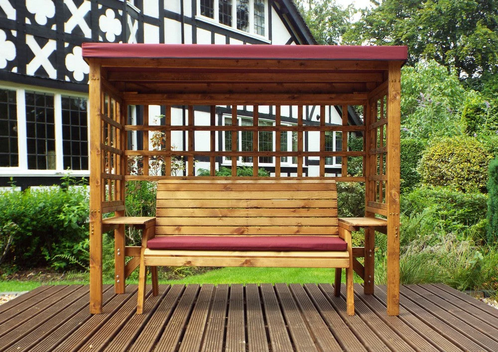 Wentworth Garden Arbour by Charles Taylor - 3 Seats Burgundy Cushions - Image 4