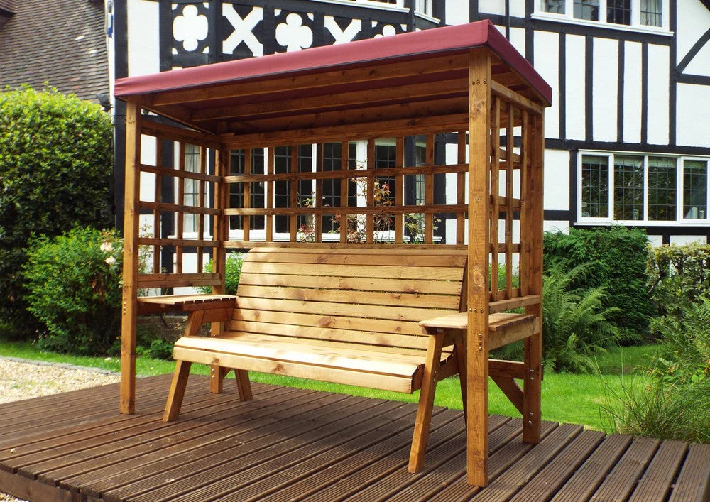 Wentworth Garden Arbour by Charles Taylor - 3 Seats Burgundy Cushions - Image 5