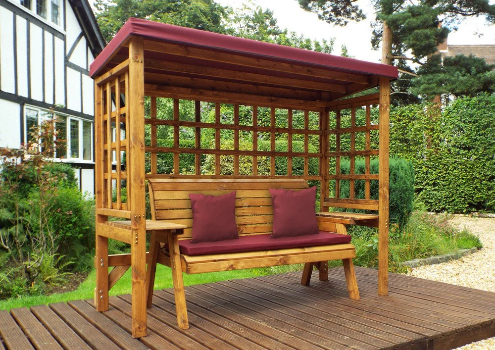 Wentworth Garden Arbour by Charles Taylor - 3 Seats Burgundy Cushions - Image 7