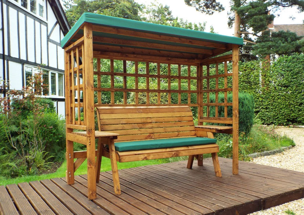 Wentworth Garden Arbour by Charles Taylor - 3 Seats Green Cushions - Image 2