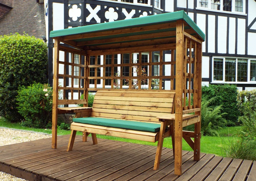 Wentworth Garden Arbour by Charles Taylor - 3 Seats Green Cushions - Image 6