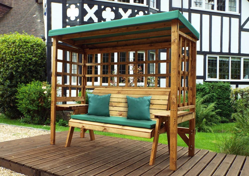 Wentworth Garden Arbour by Charles Taylor - 3 Seats Green Cushions - Image 9