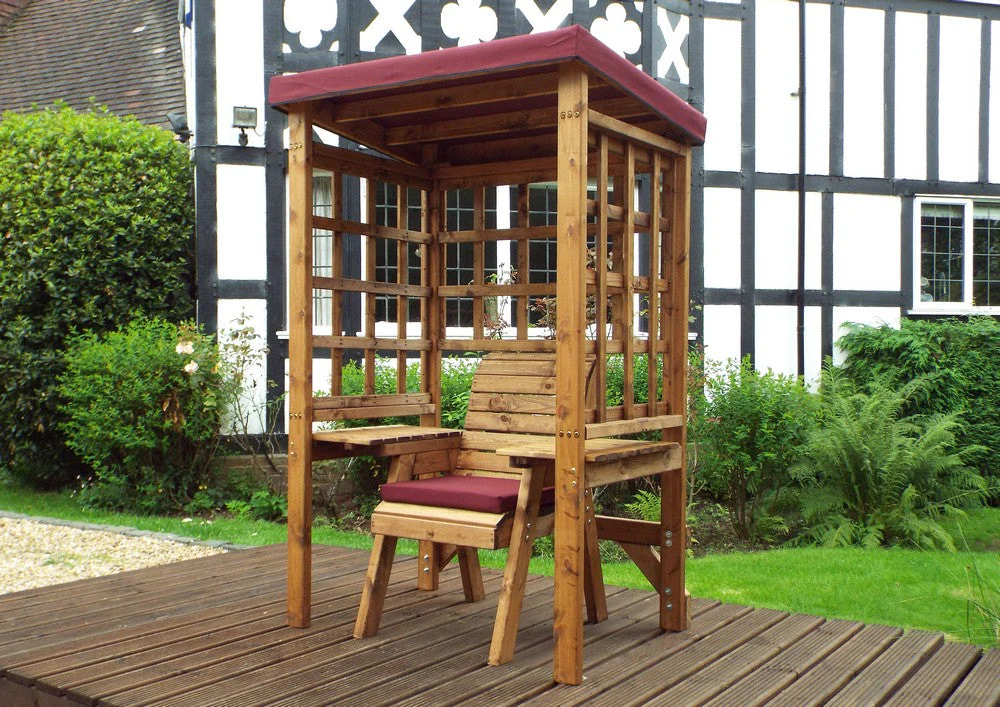 Wentworth Natural Garden Chair Arbour by Charles Taylor with Burgundy Cushions - Image 2