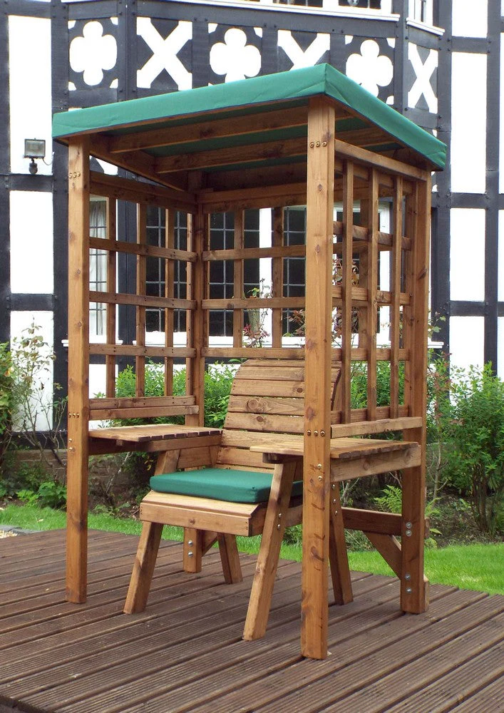 Wentworth Natural Garden Chair Arbour by Charles Taylor with Green Cushions - Image 4