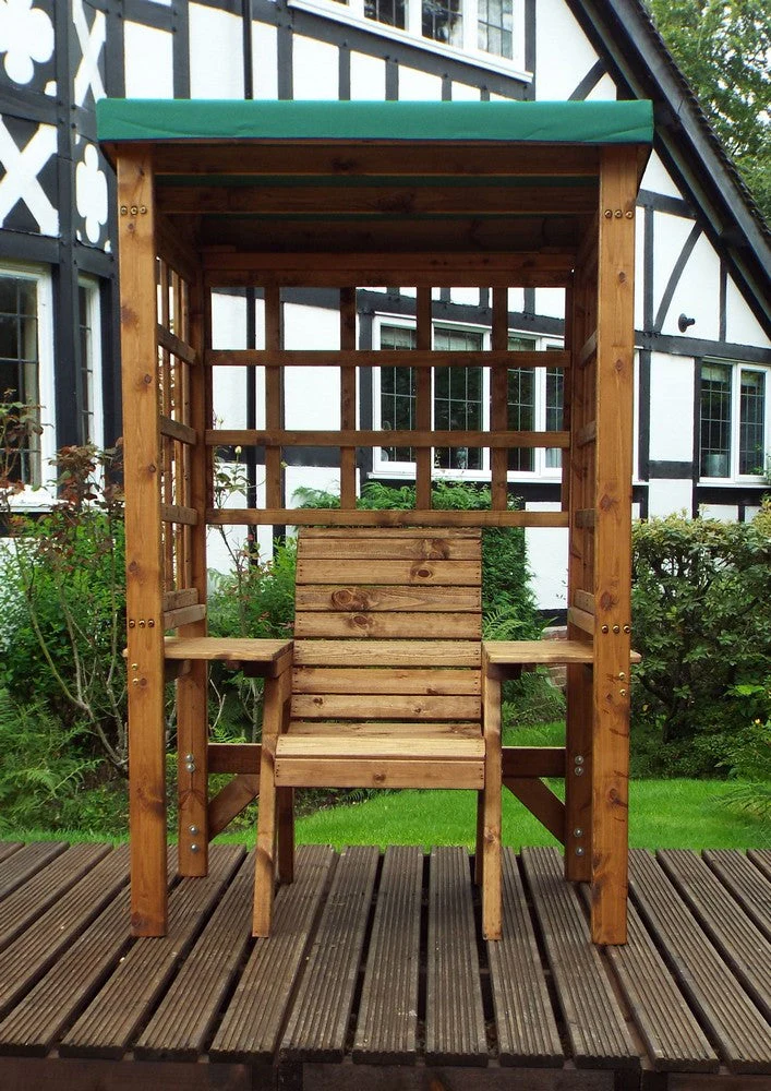 Wentworth Natural Garden Chair Arbour by Charles Taylor with Green Cushions - Image 5
