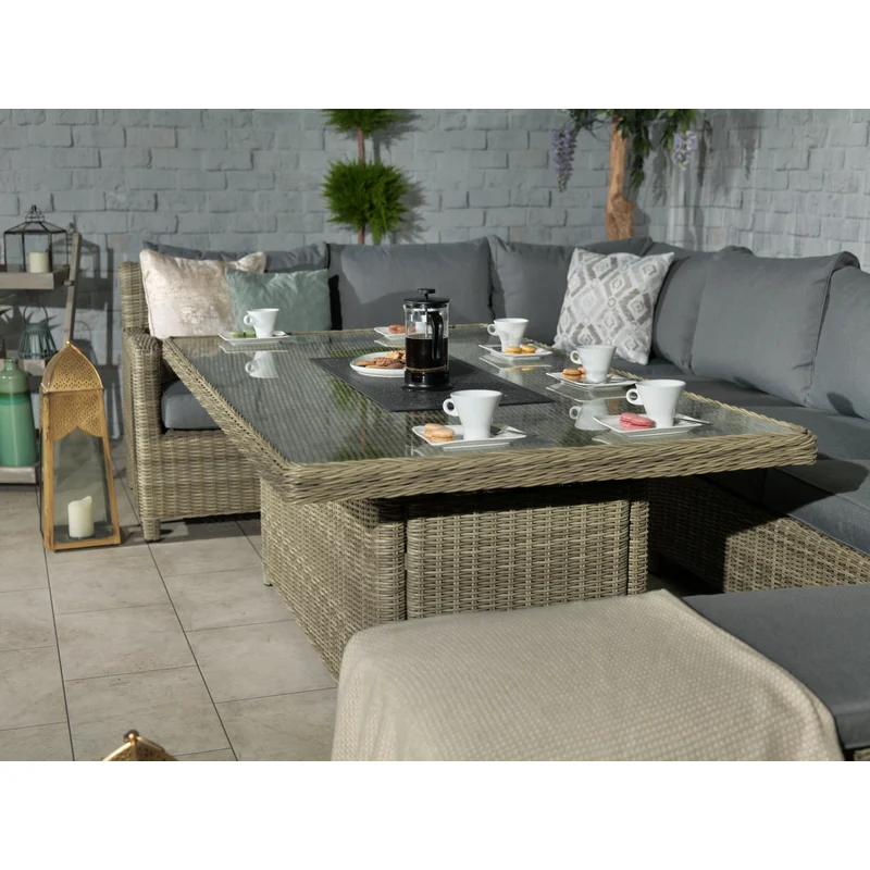 Wentworth Rattan Garden Corner Sofa by Royalcraft - 8 Seats Grey Cushions - Image 3